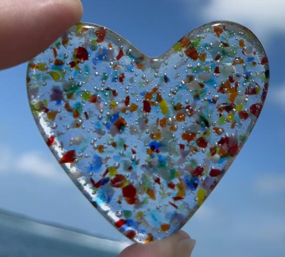 Glass Heart, Fused Glass Pocket Heart