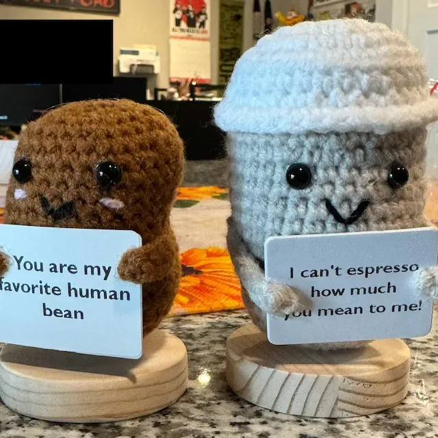 🎁Handmade Crochet Coffee Bean and Coffee Cup