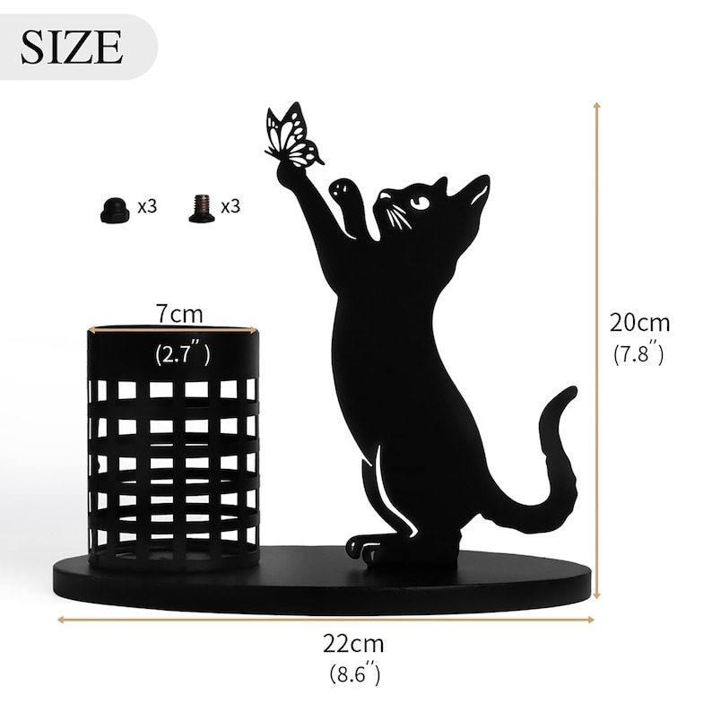 Best Gift - 😻Black Metal Cat Pen Holder