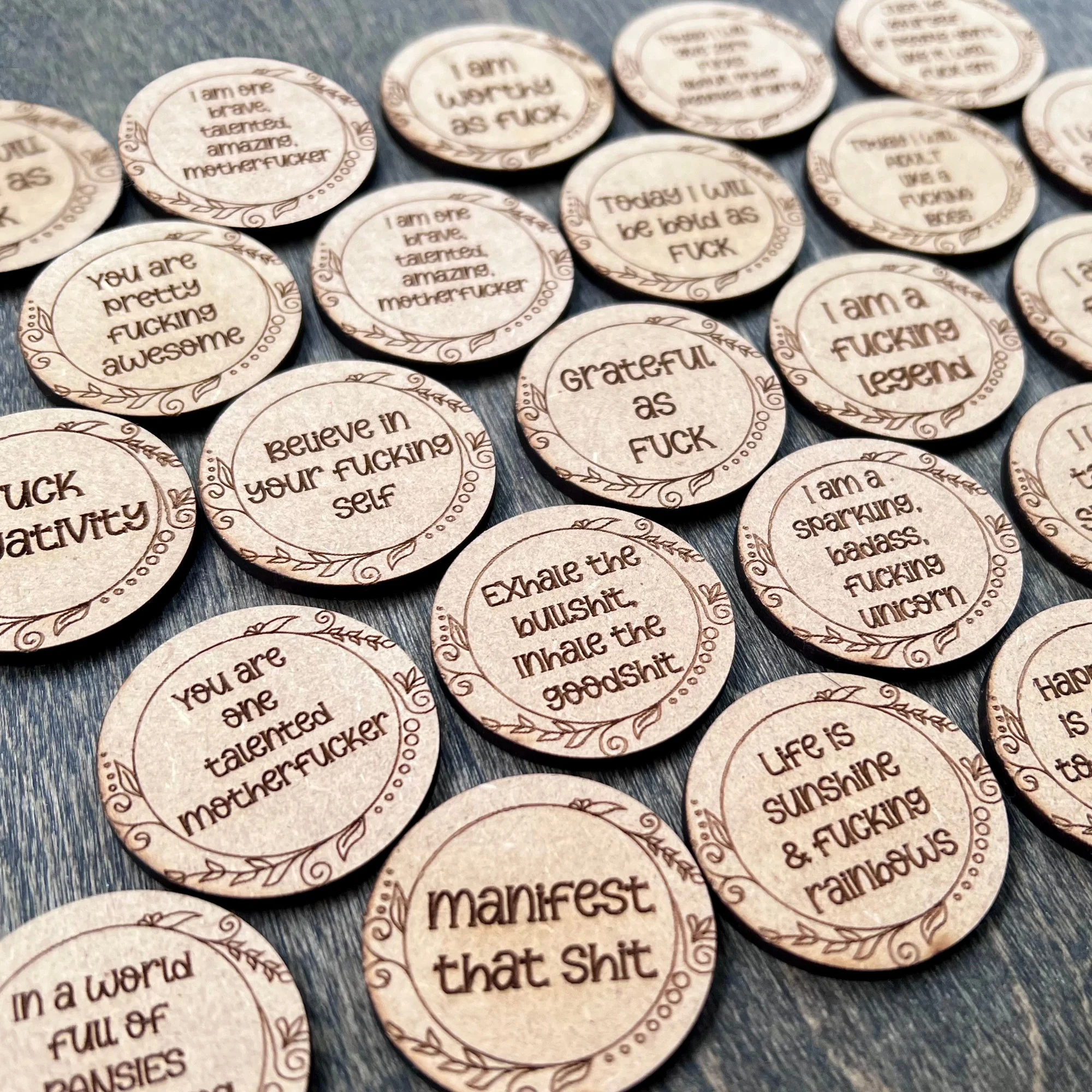 Funny Sweary Affirmation Token Set