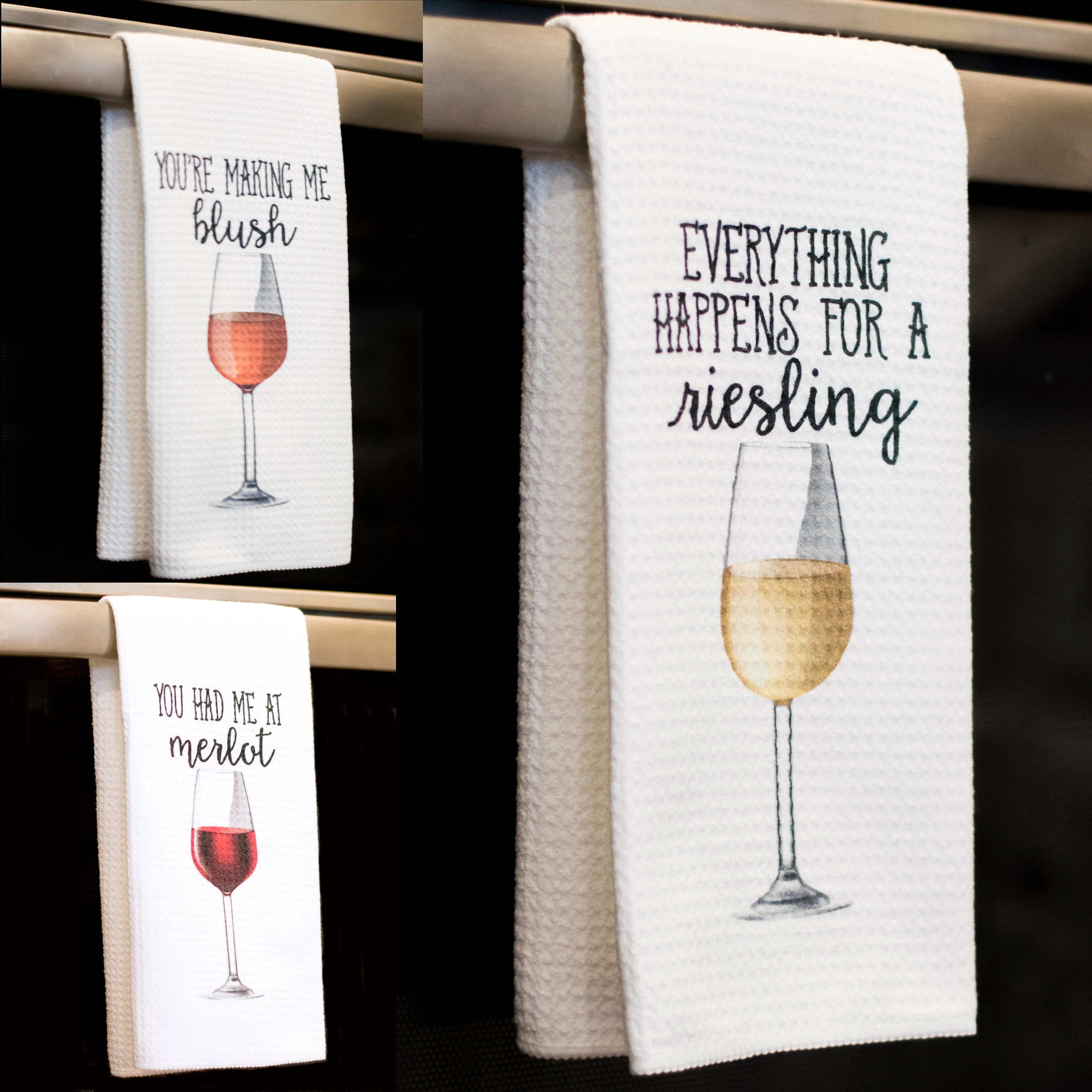 Wine Glasses - Funny Dish Towels for Hostess