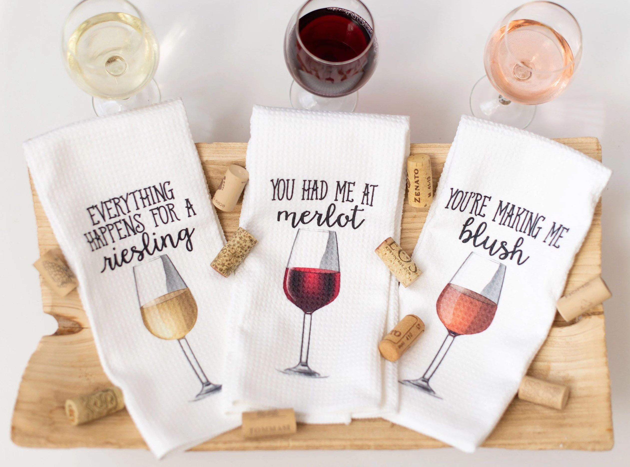 Wine Glasses - Funny Dish Towels for Hostess