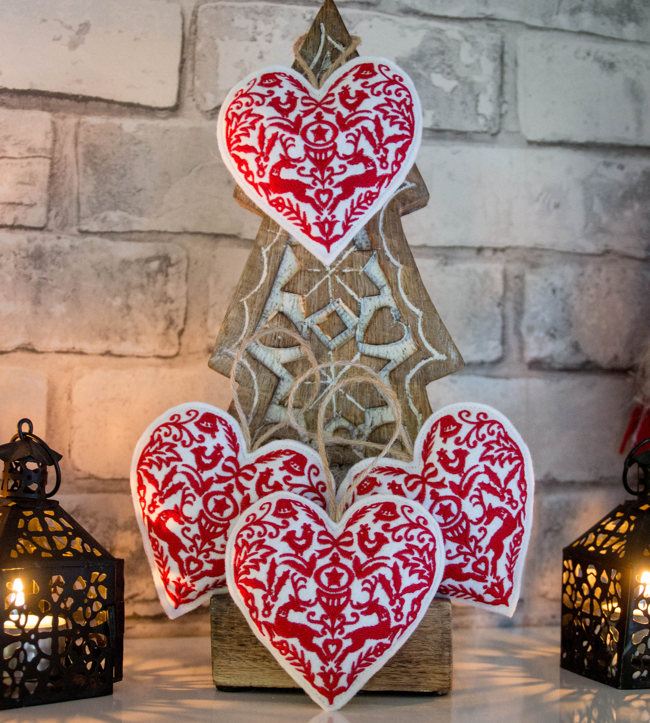 Handmade Christmas Hearts Ornaments