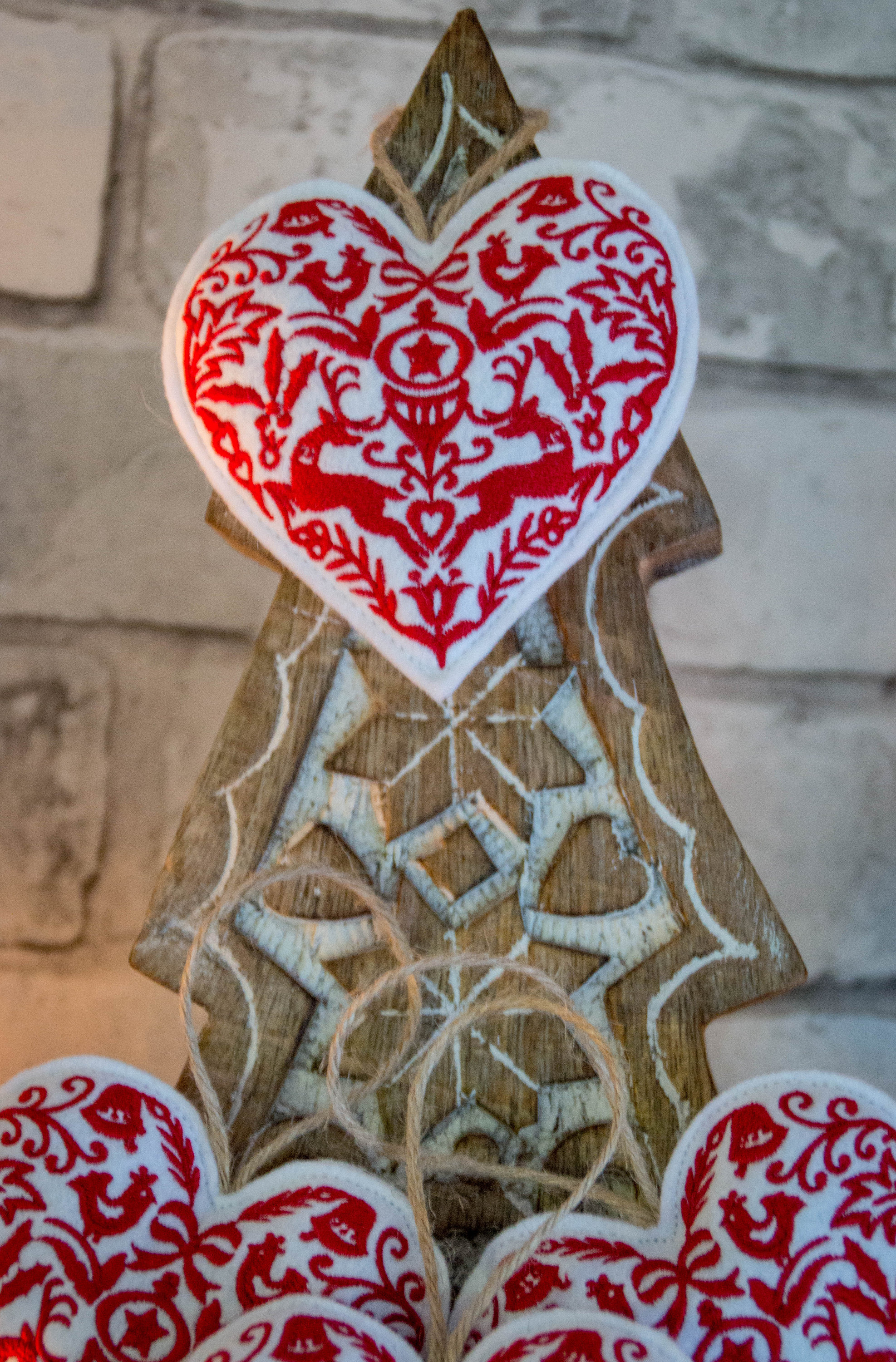 Handmade Christmas Hearts Ornaments
