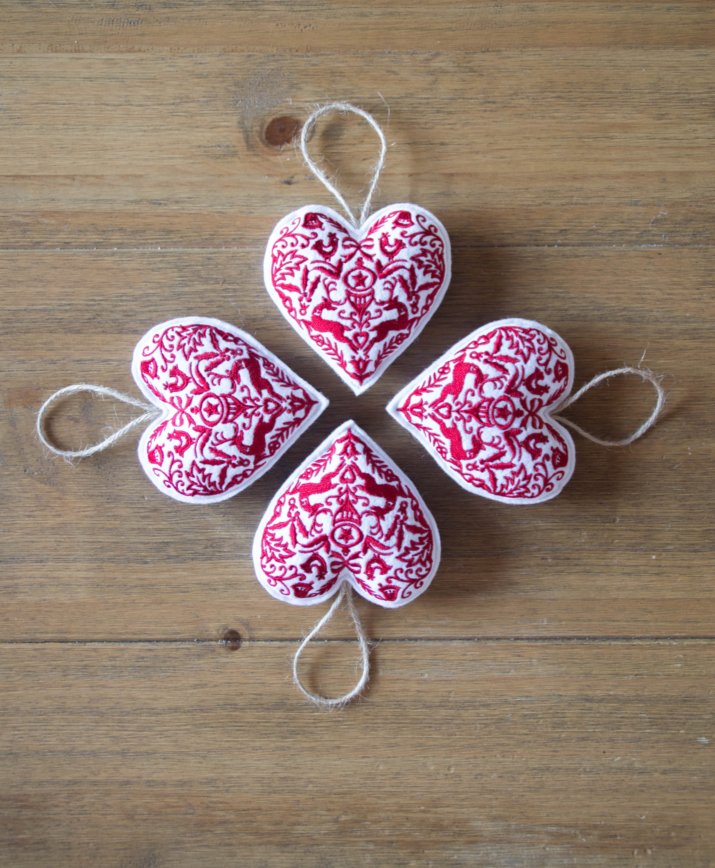 Handmade Christmas Hearts Ornaments