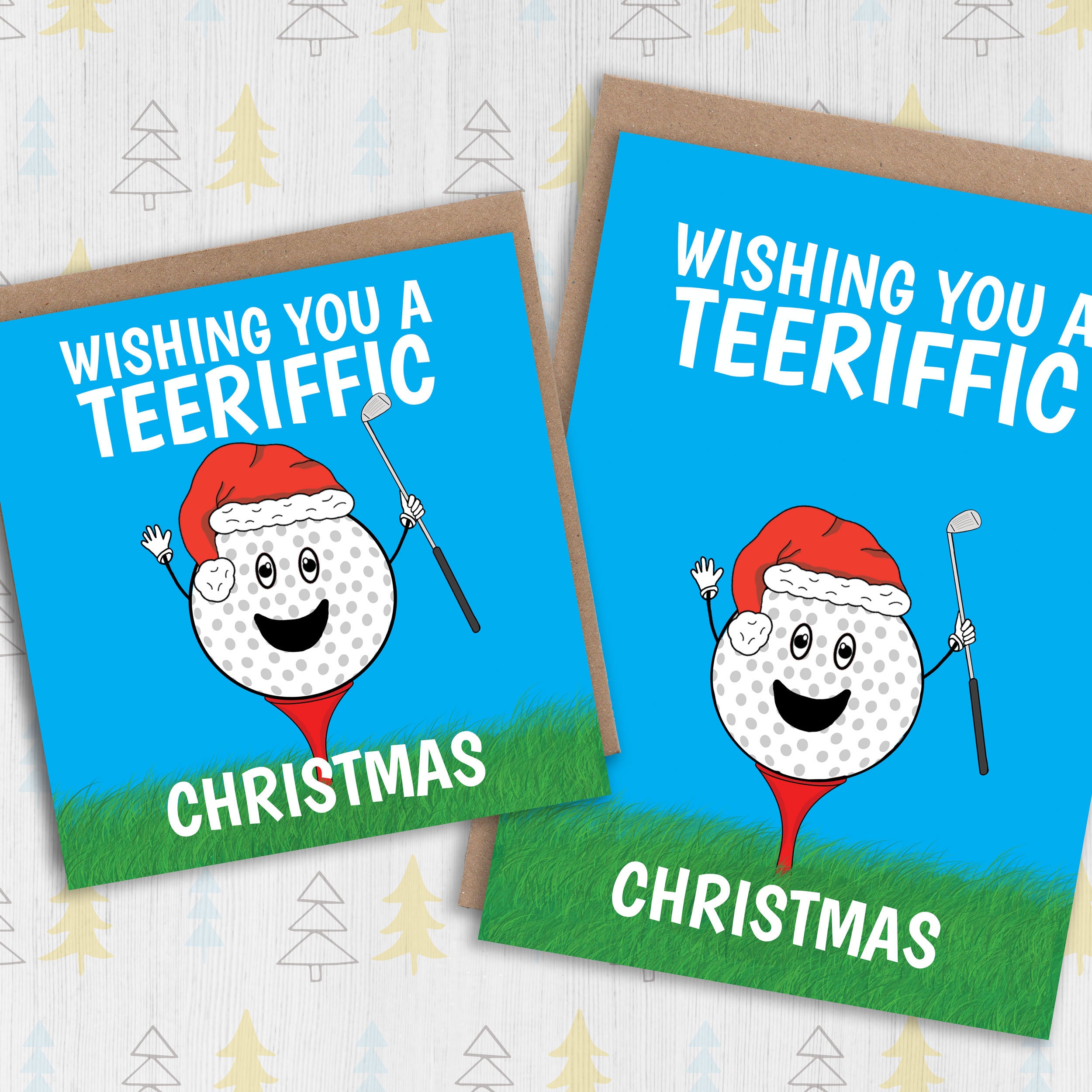 Wishing you a teeriffic Christmas funny golf-themed card 