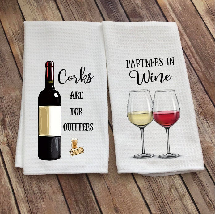 Wine Glasses - Funny Dish Towels for Hostess