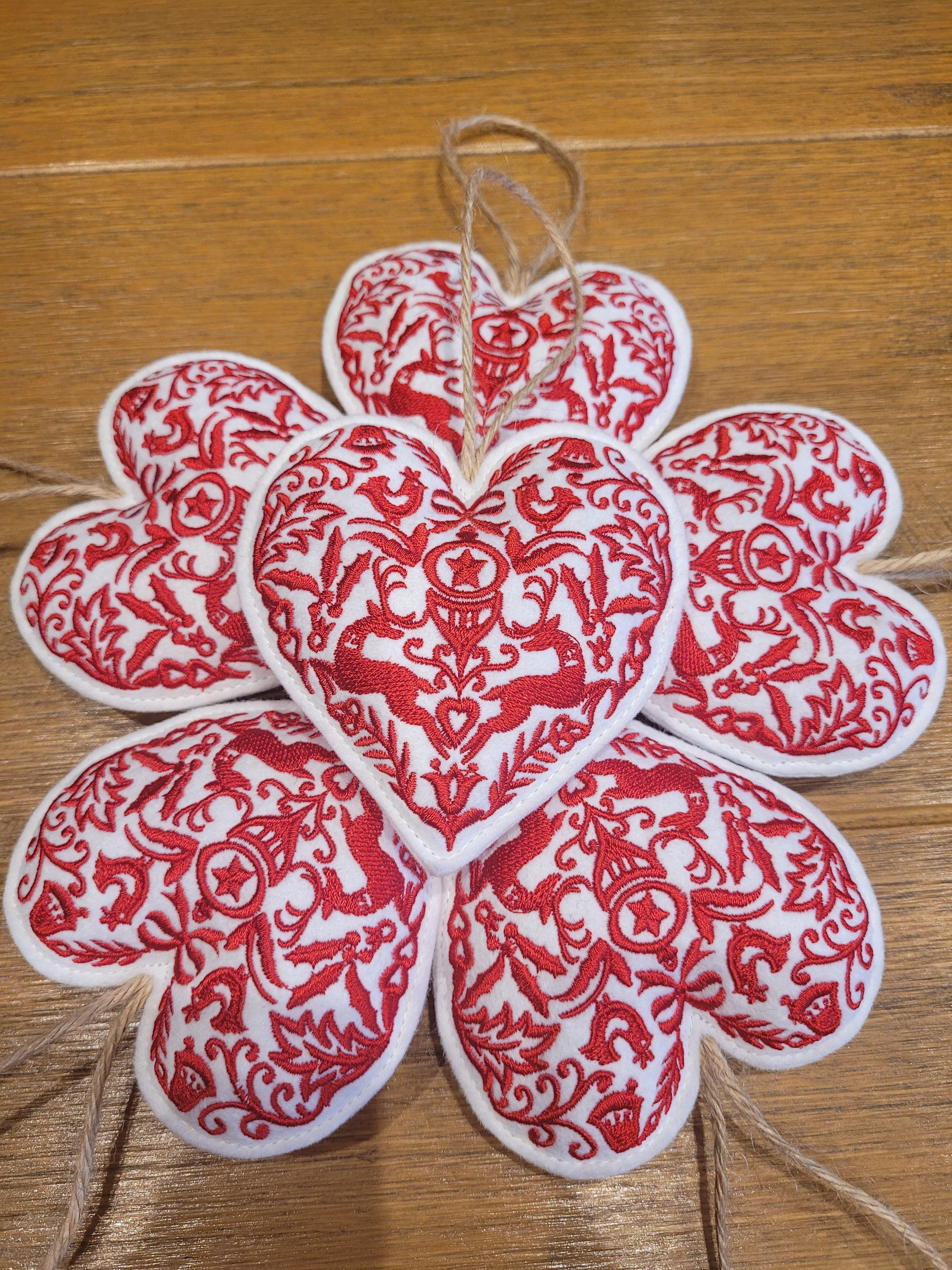 Handmade Christmas Hearts Ornaments