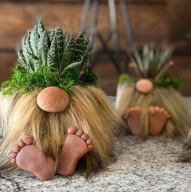 Magic Gnome With Feet Clay Pots