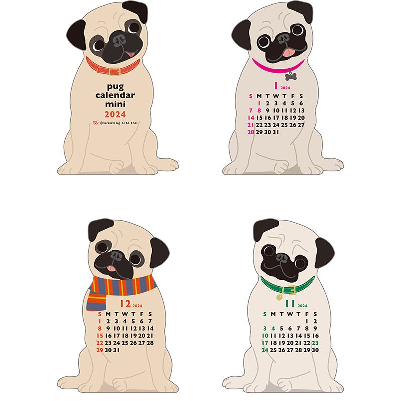 🐶Pug Calendar Mini 2024