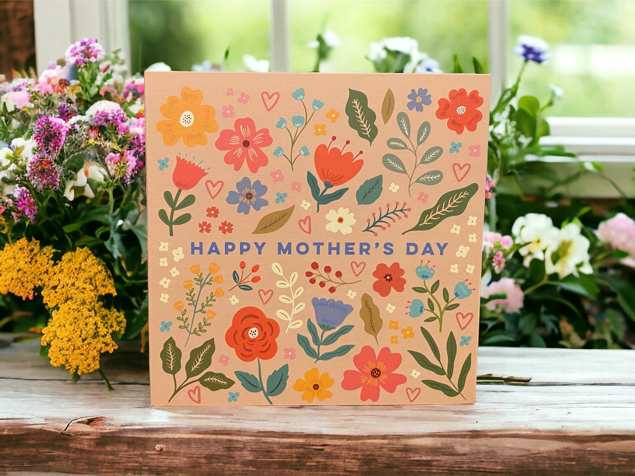 Vibrant Flowers and Leaves Mother’s Day Wooden Sign