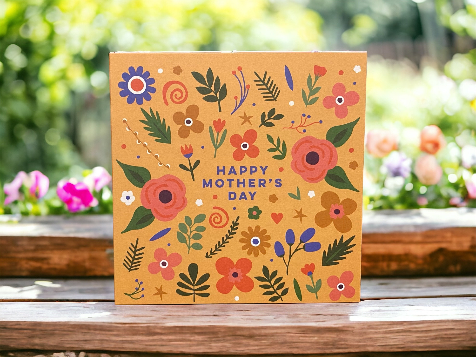 Vibrant Flowers and Leaves Mother’s Day Wooden Sign