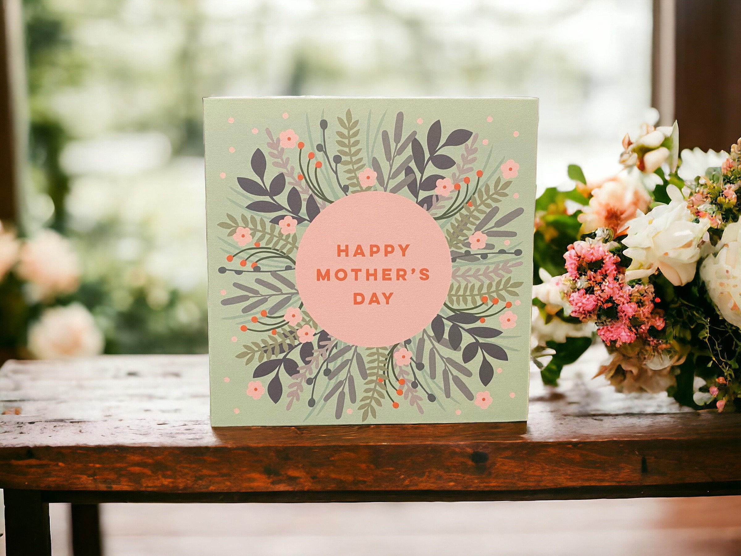 Vibrant Flowers and Leaves Mother’s Day Wooden Sign