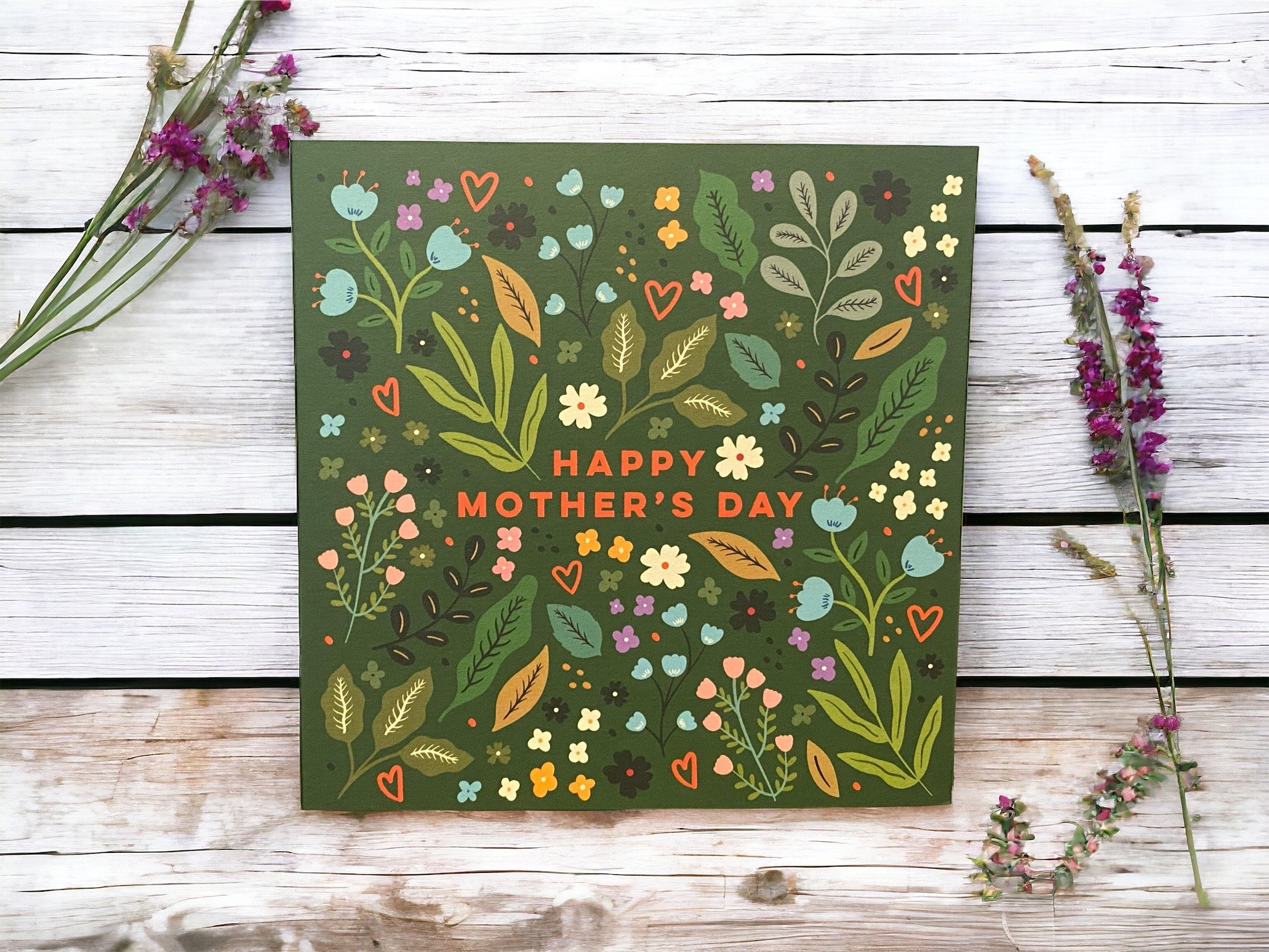 Vibrant Flowers and Leaves Mother’s Day Wooden Sign