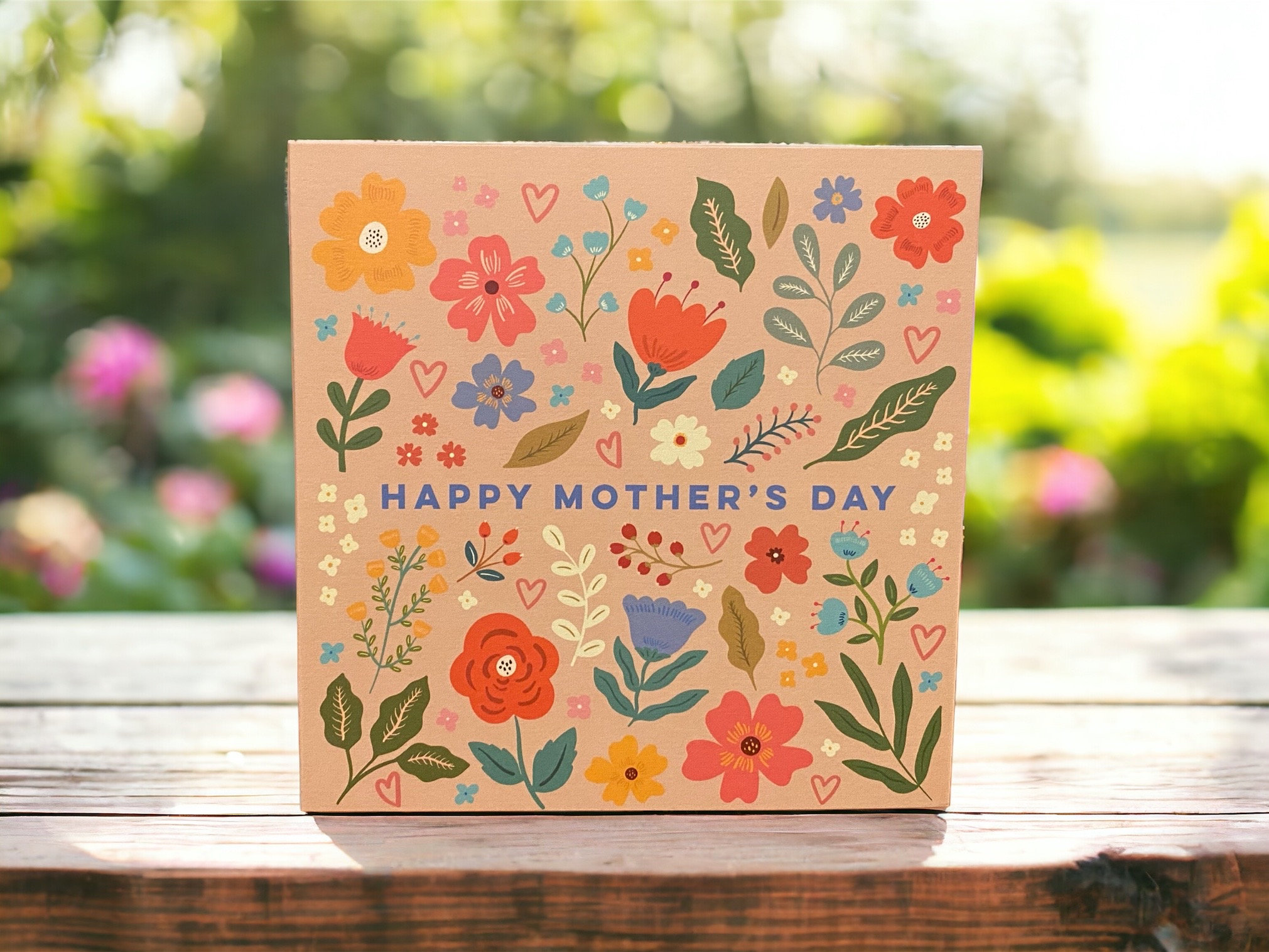 Vibrant Flowers and Leaves Mother’s Day Wooden Sign