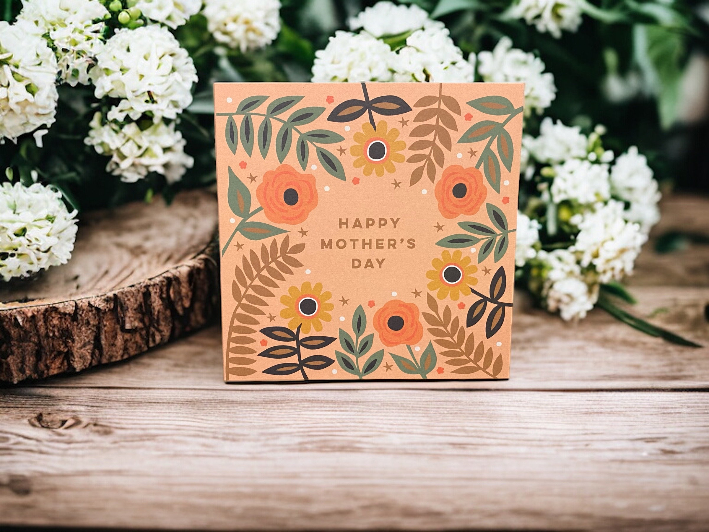 Vibrant Flowers and Leaves Mother’s Day Wooden Sign