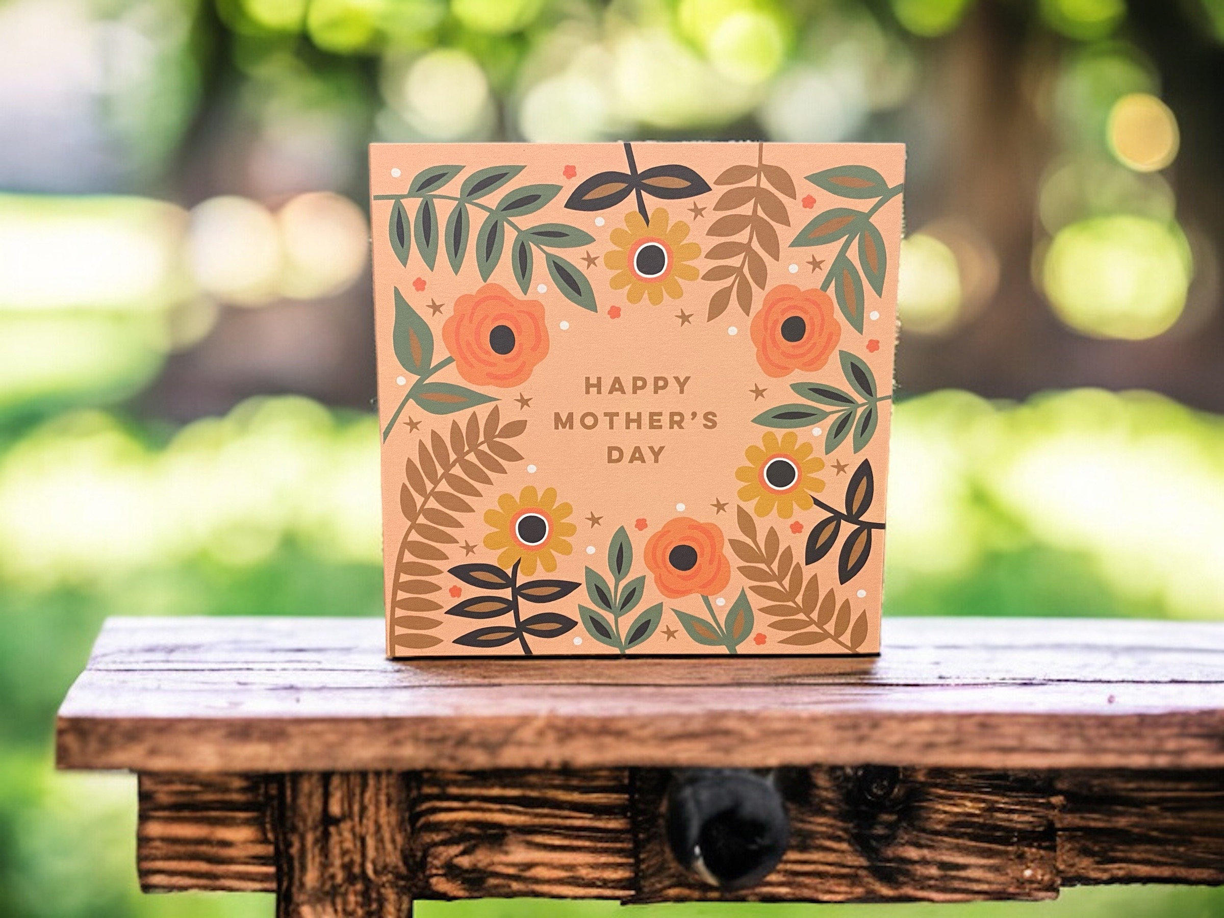 Vibrant Flowers and Leaves Mother’s Day Wooden Sign