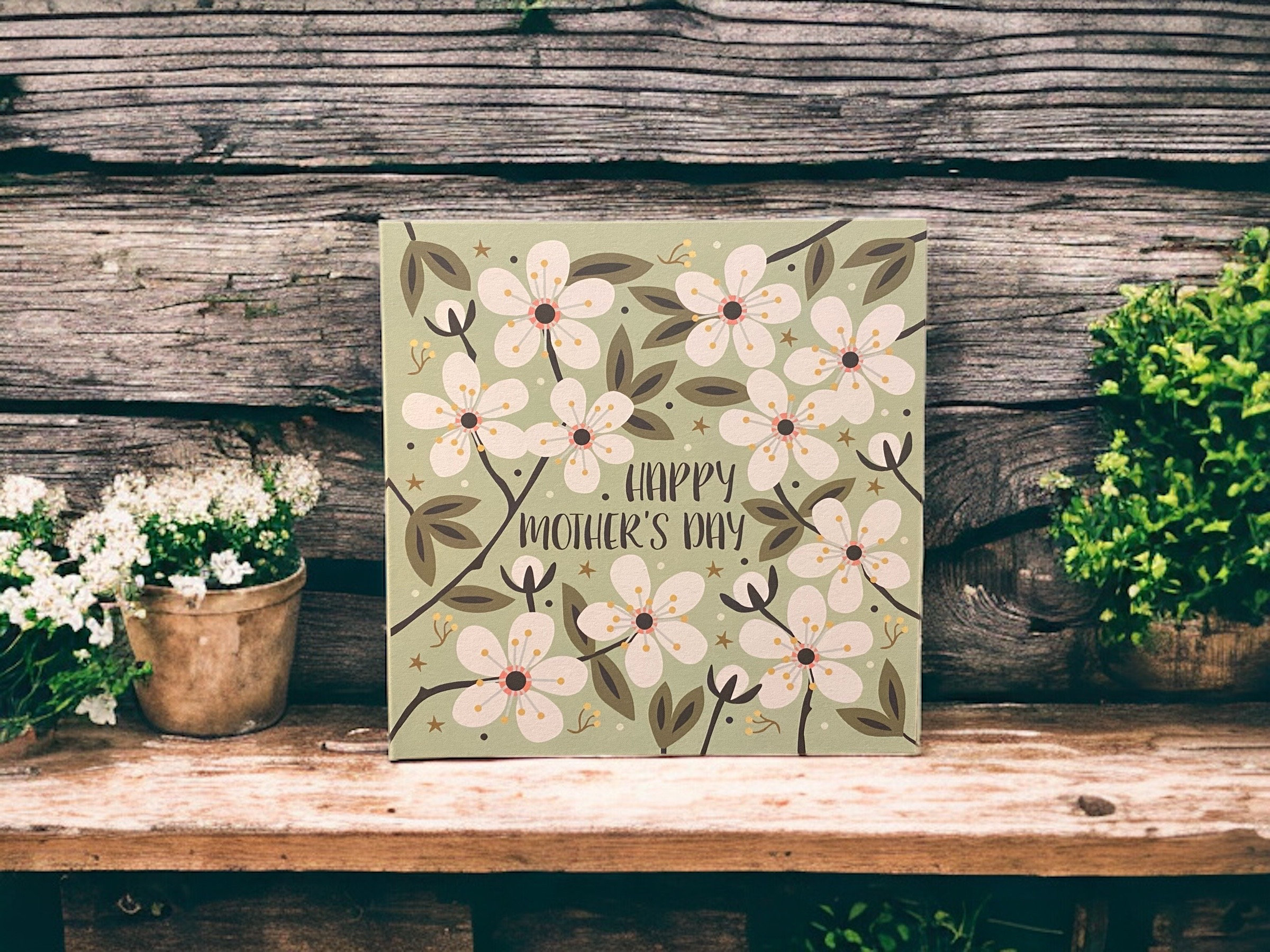 Vibrant Flowers and Leaves Mother’s Day Wooden Sign