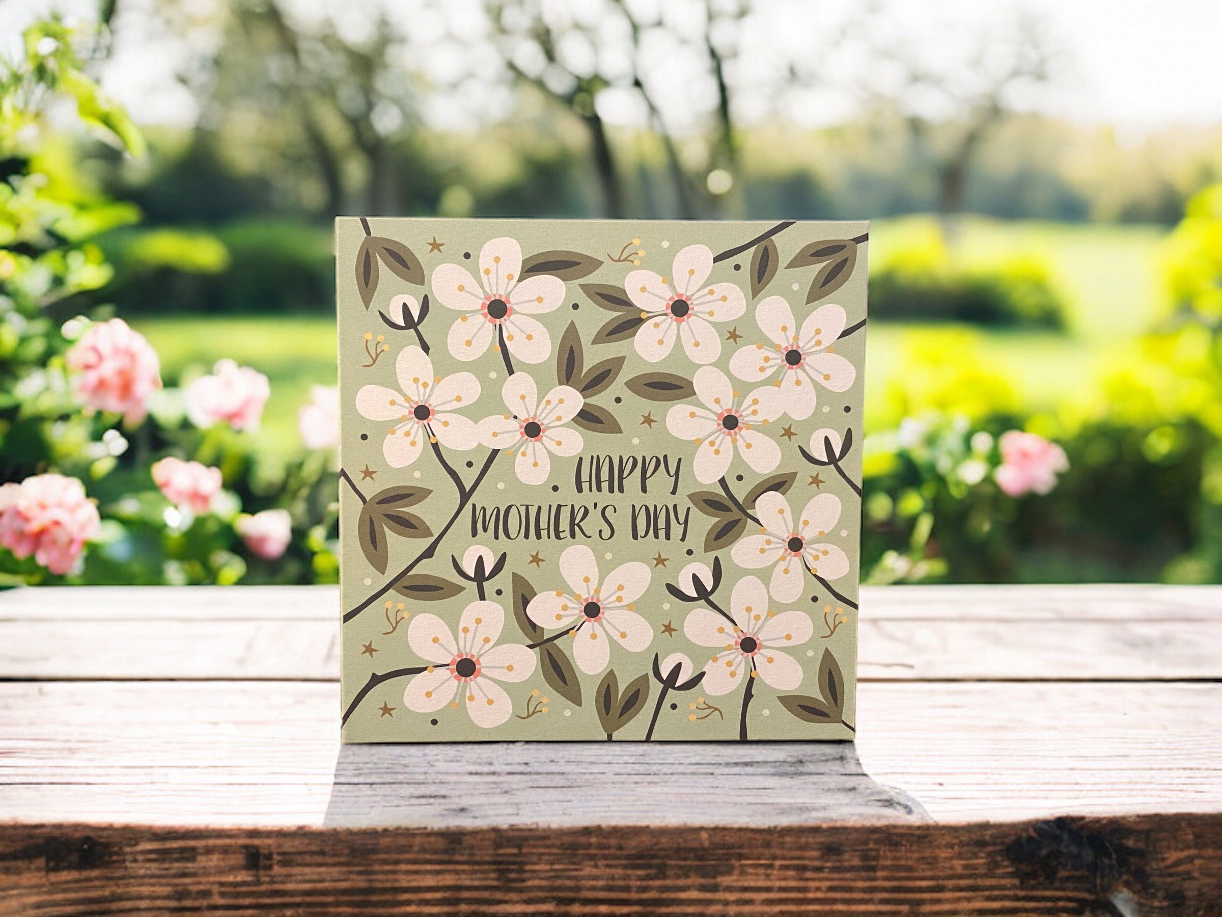 Vibrant Flowers and Leaves Mother’s Day Wooden Sign
