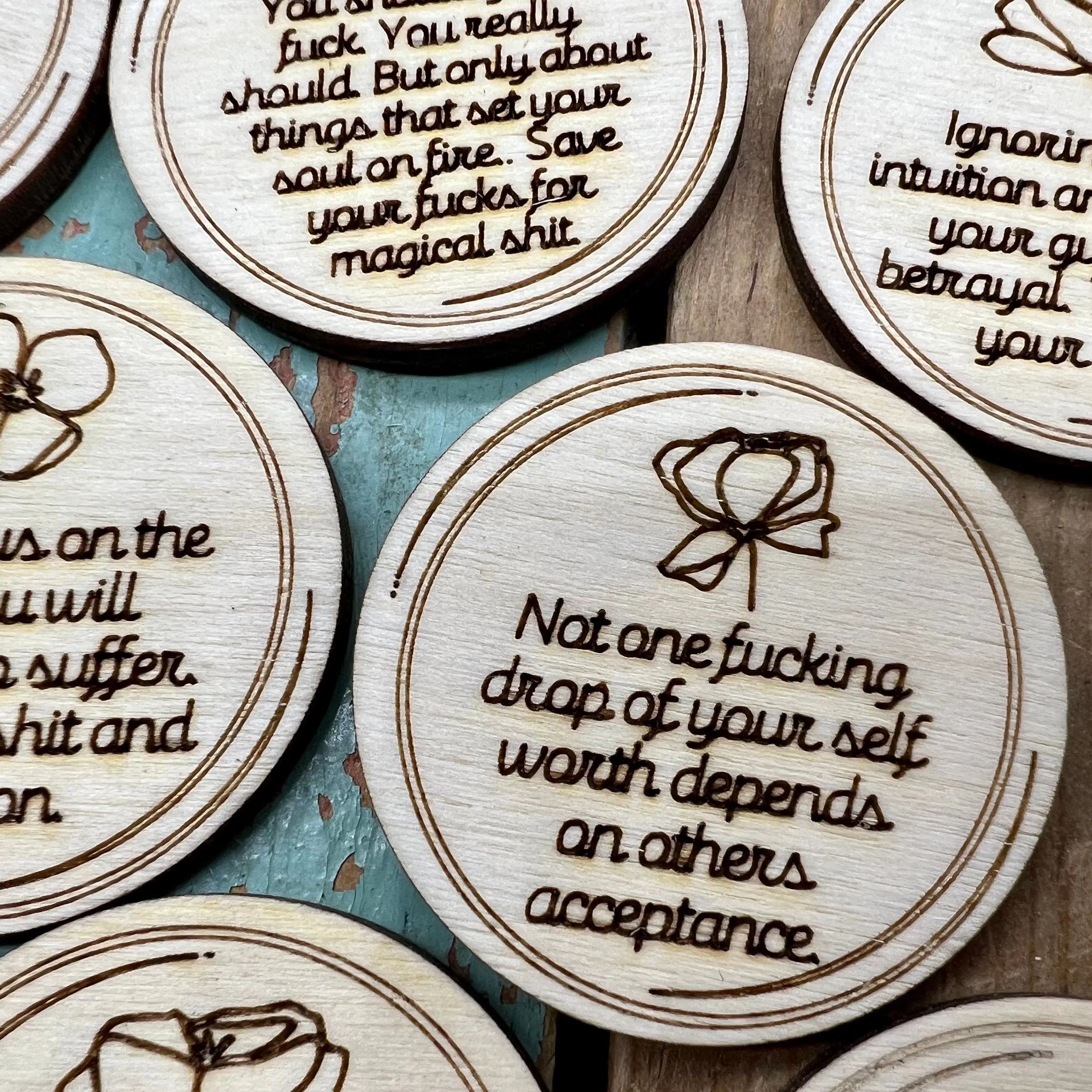 🙌Improper affirmation wooden sign【A set of 31 pieces】