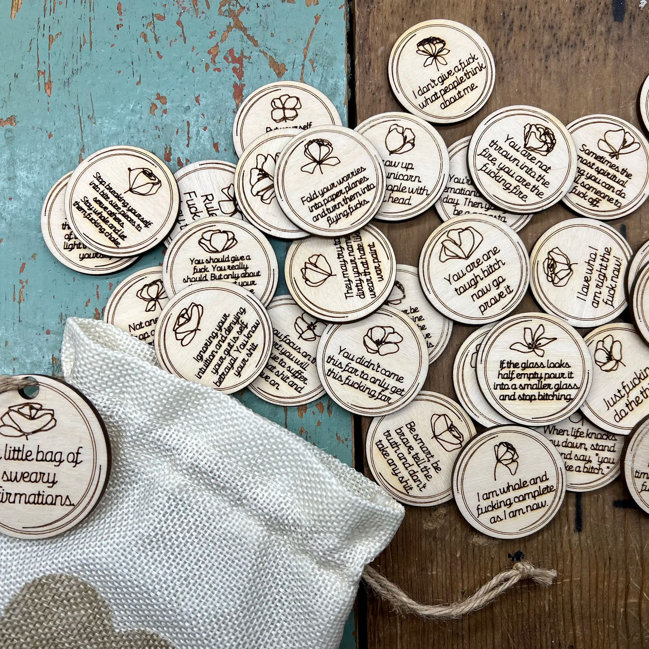 🙌Improper affirmation wooden sign【A set of 31 pieces】