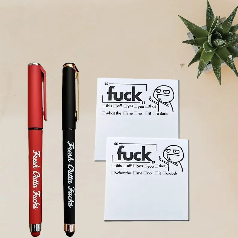 🤣Funny Spoof Post-It Notes And Pens
