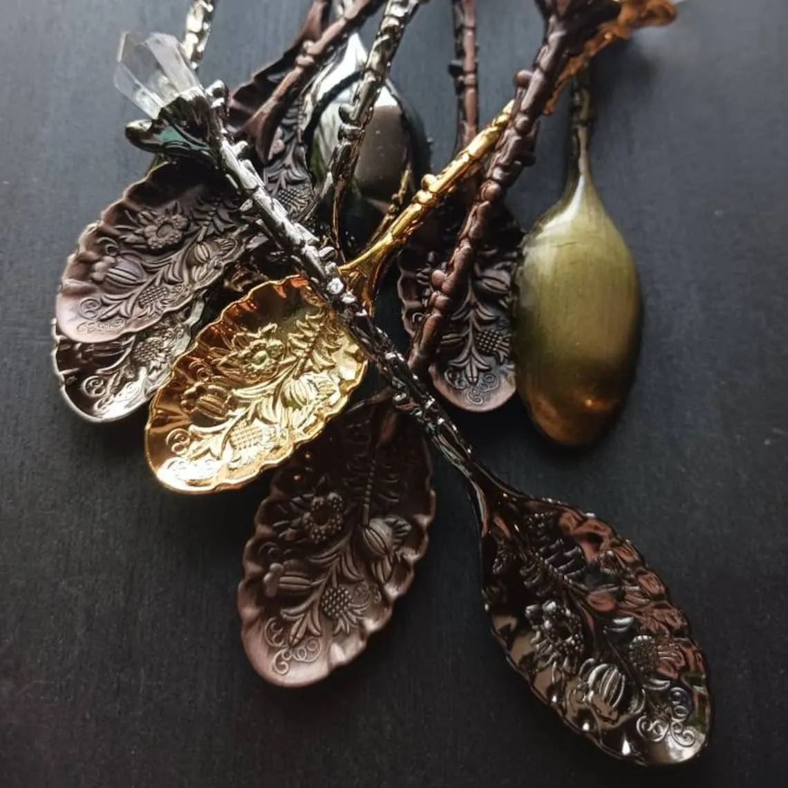 Ornate Vintage Retro Crystal Tea Spoon