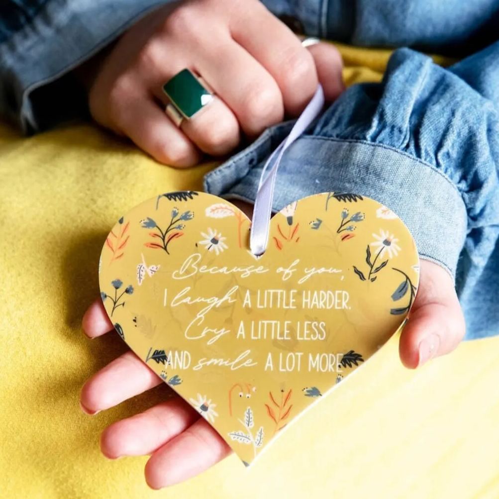 Friendship Floral Acrylic Hanging Heart Token