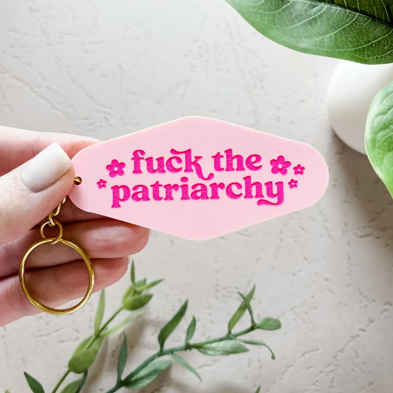 🎀Retro Funny Feminist Pink Keychain