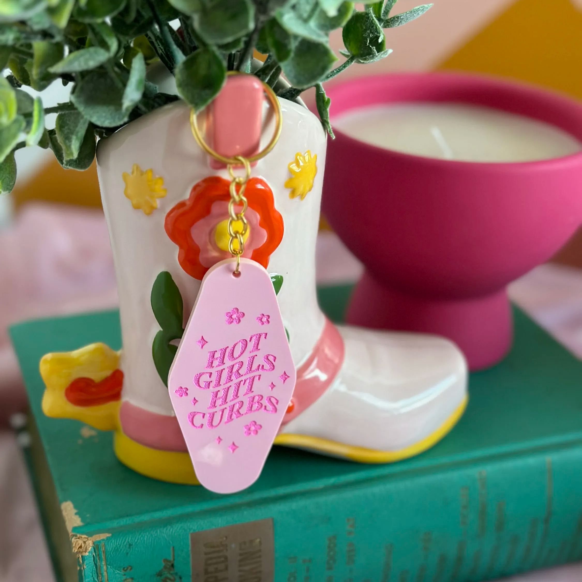 🎀Retro Funny Feminist Pink Keychain