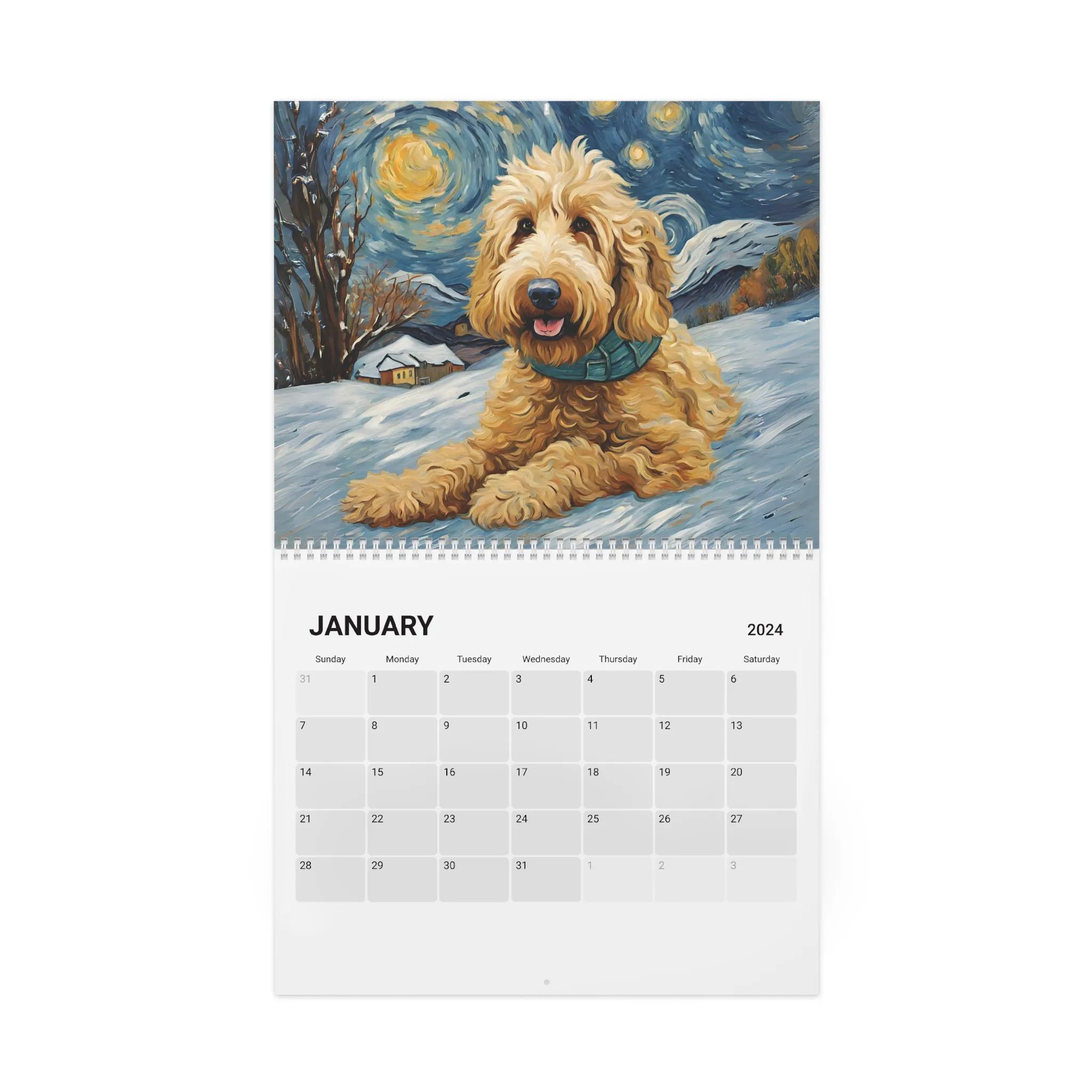2024 Dog Wall Calendar - Adorable Dog Art Prints