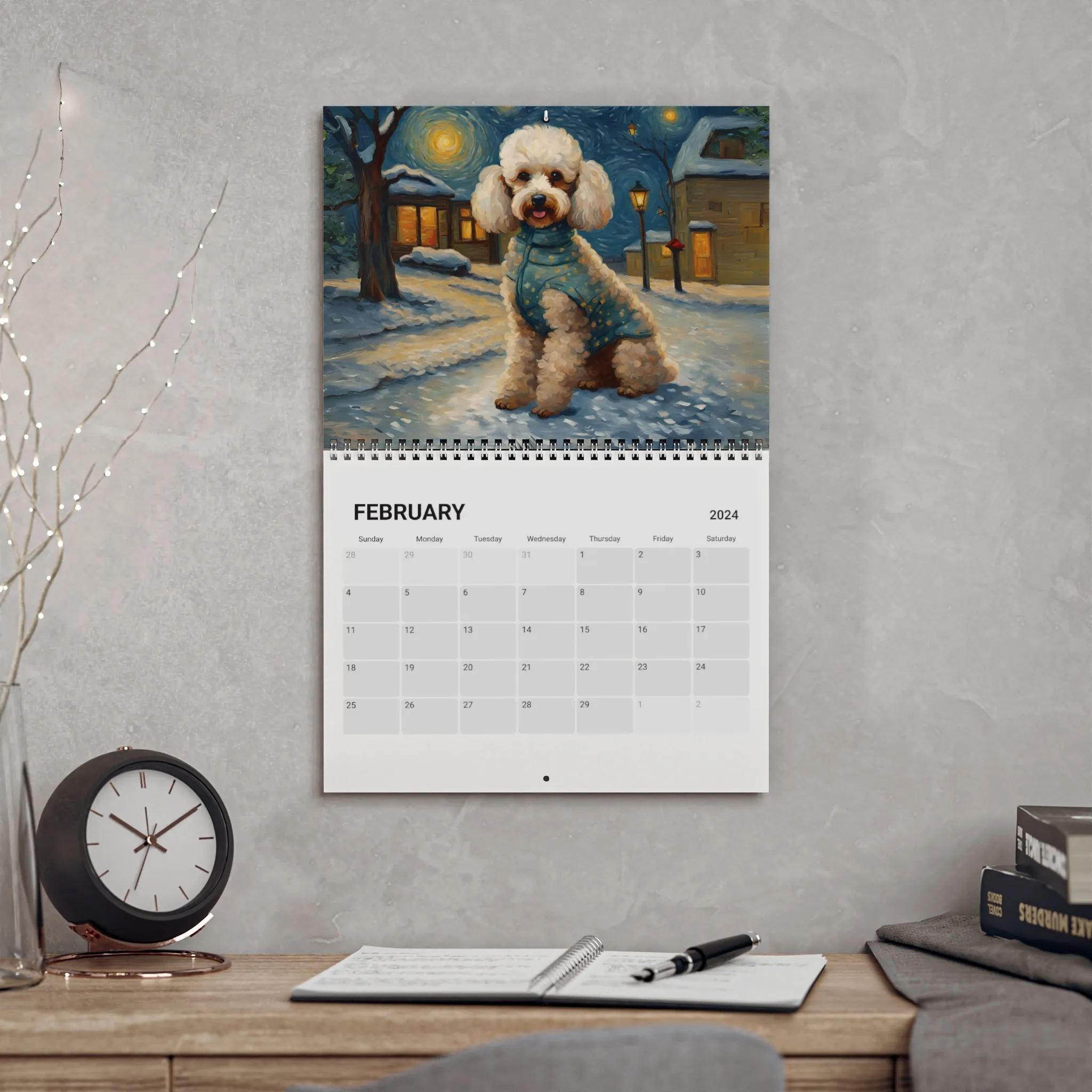 2024 Dog Wall Calendar - Adorable Dog Art Prints