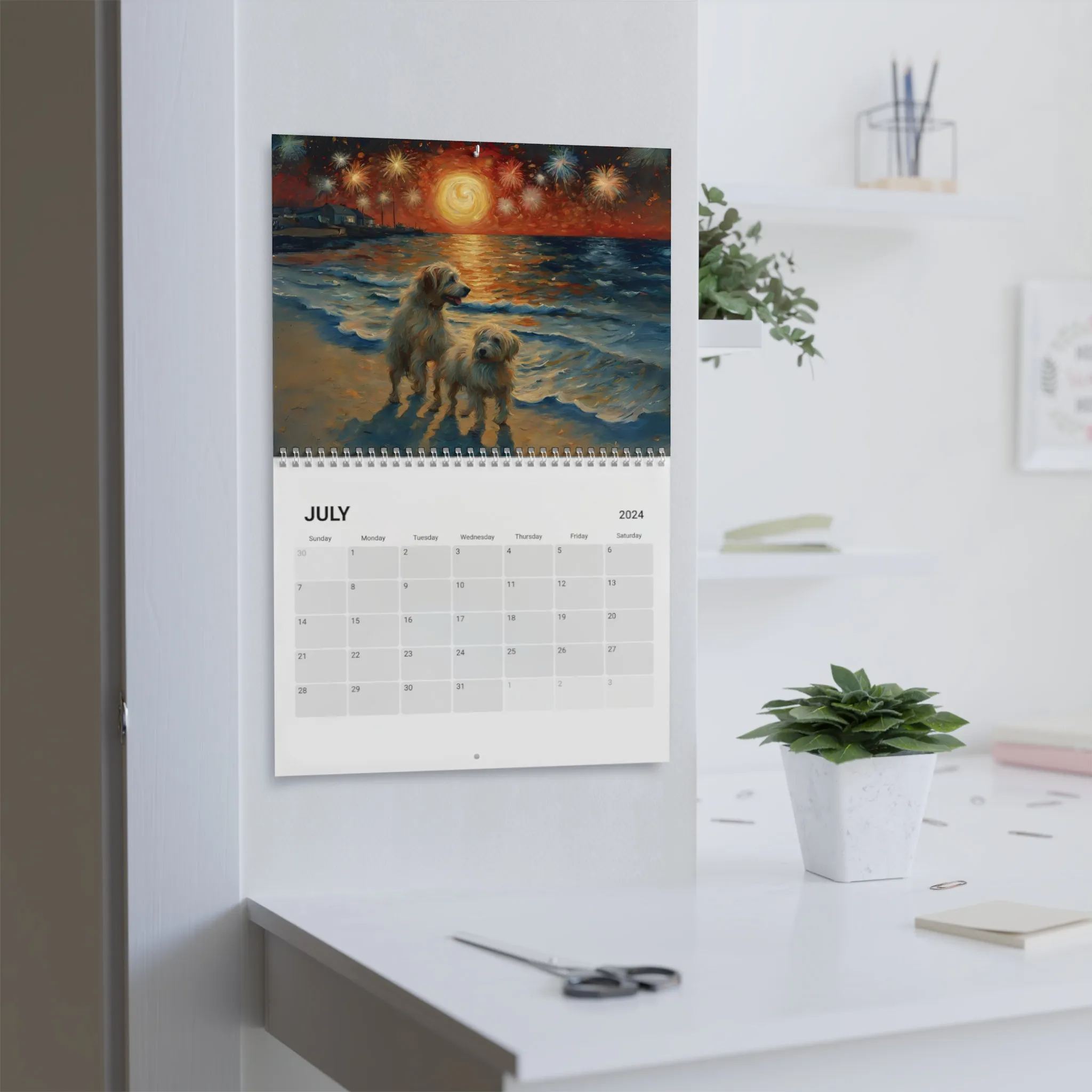 2024 Dog Wall Calendar - Adorable Dog Art Prints