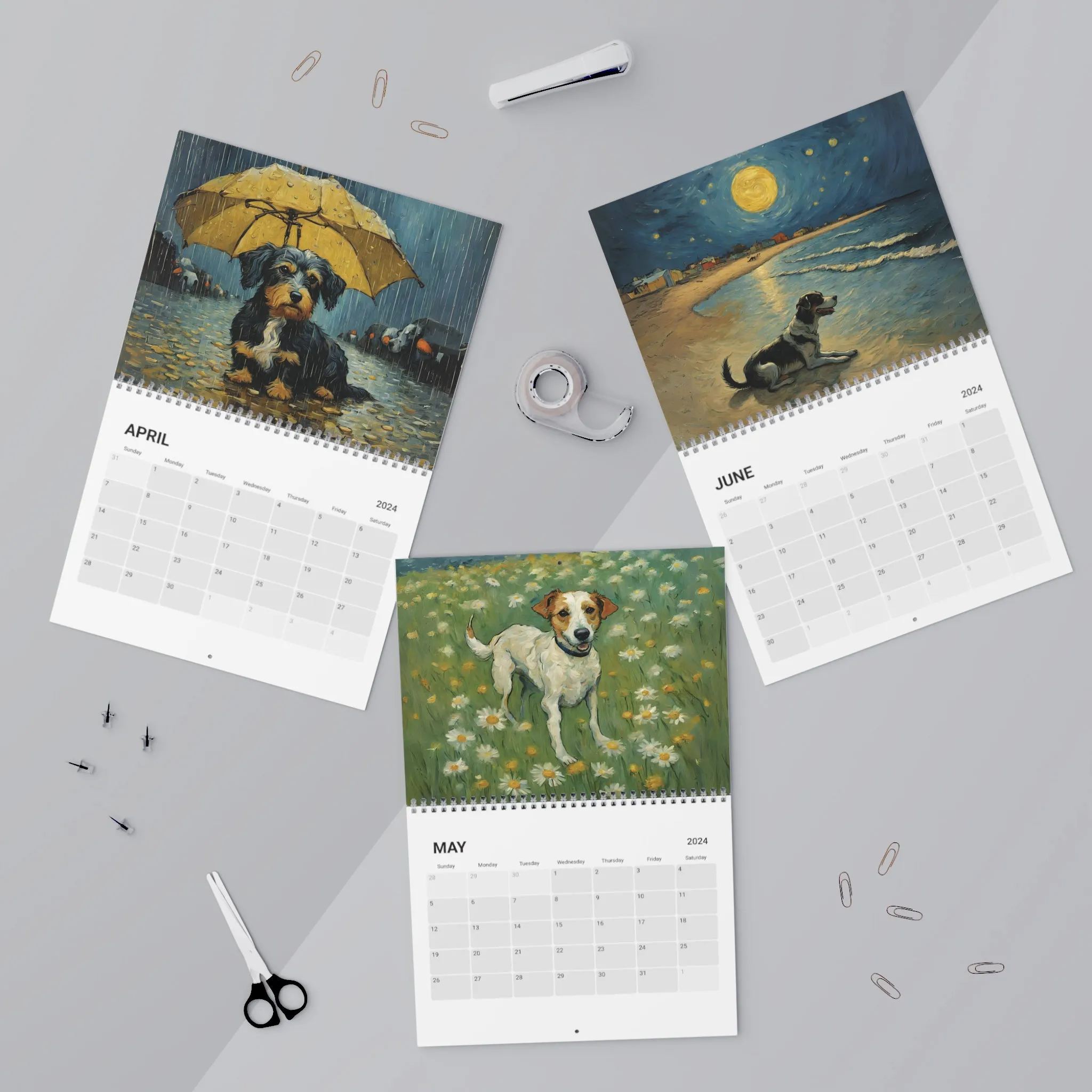 2024 Dog Wall Calendar - Adorable Dog Art Prints