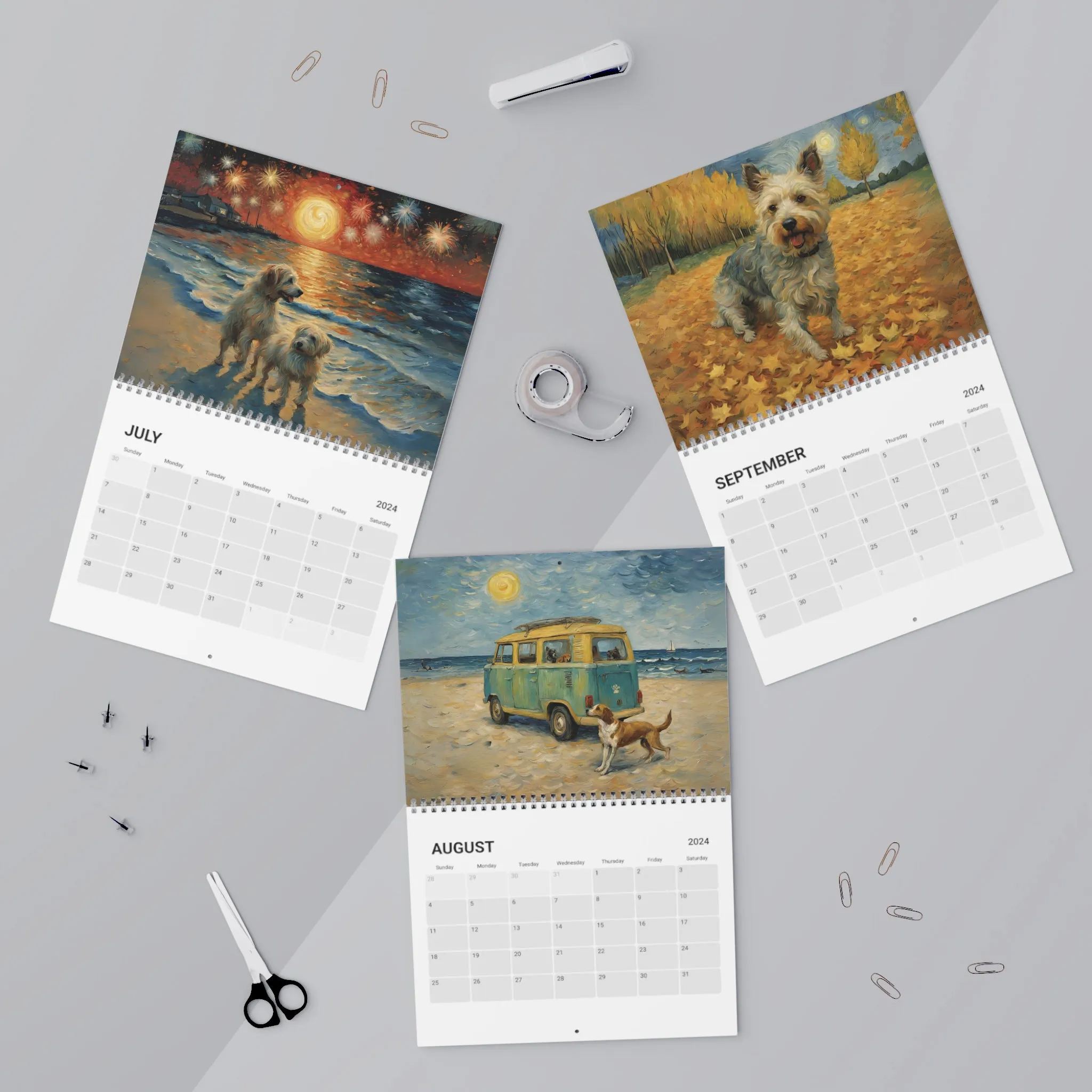 2024 Dog Wall Calendar - Adorable Dog Art Prints