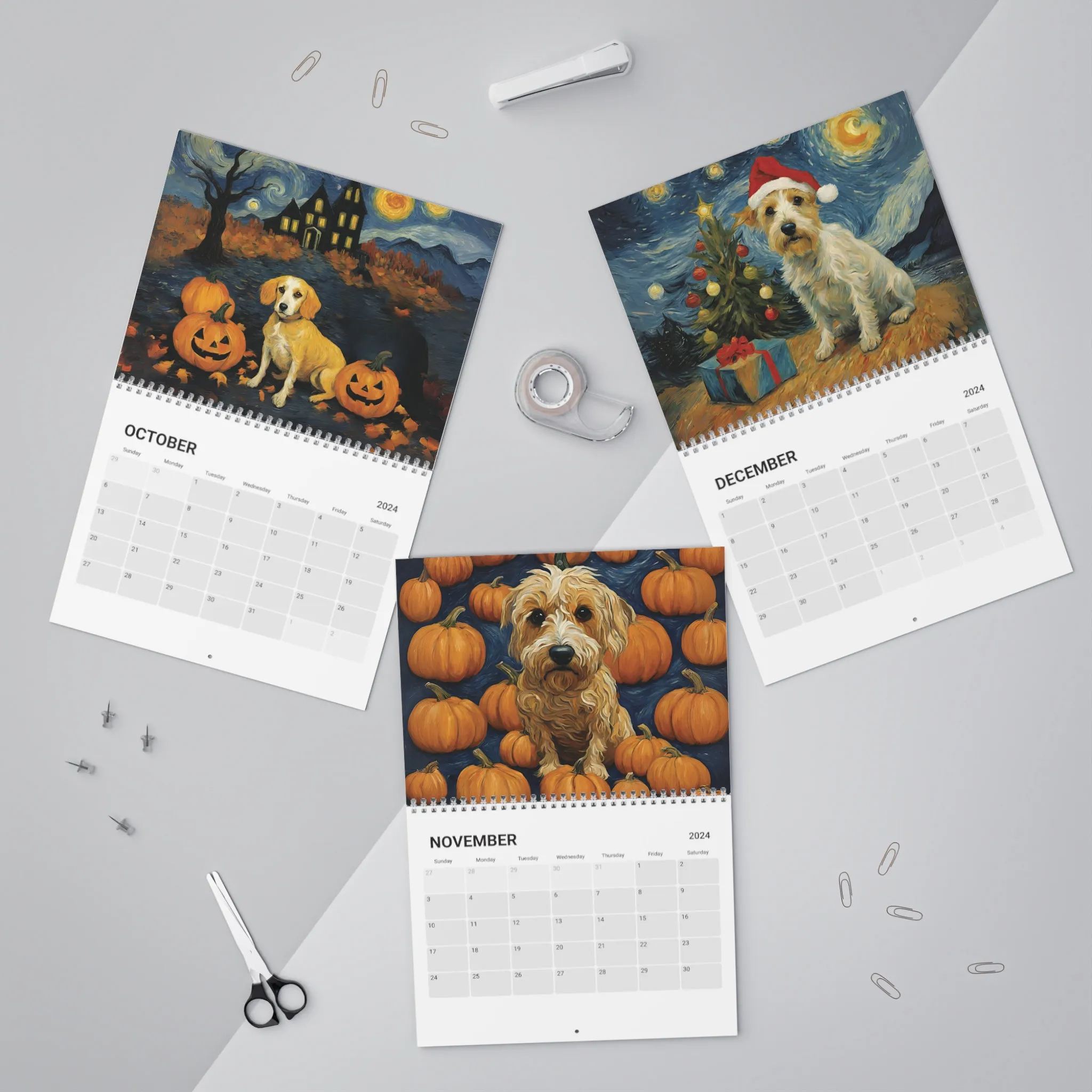 2024 Dog Wall Calendar - Adorable Dog Art Prints