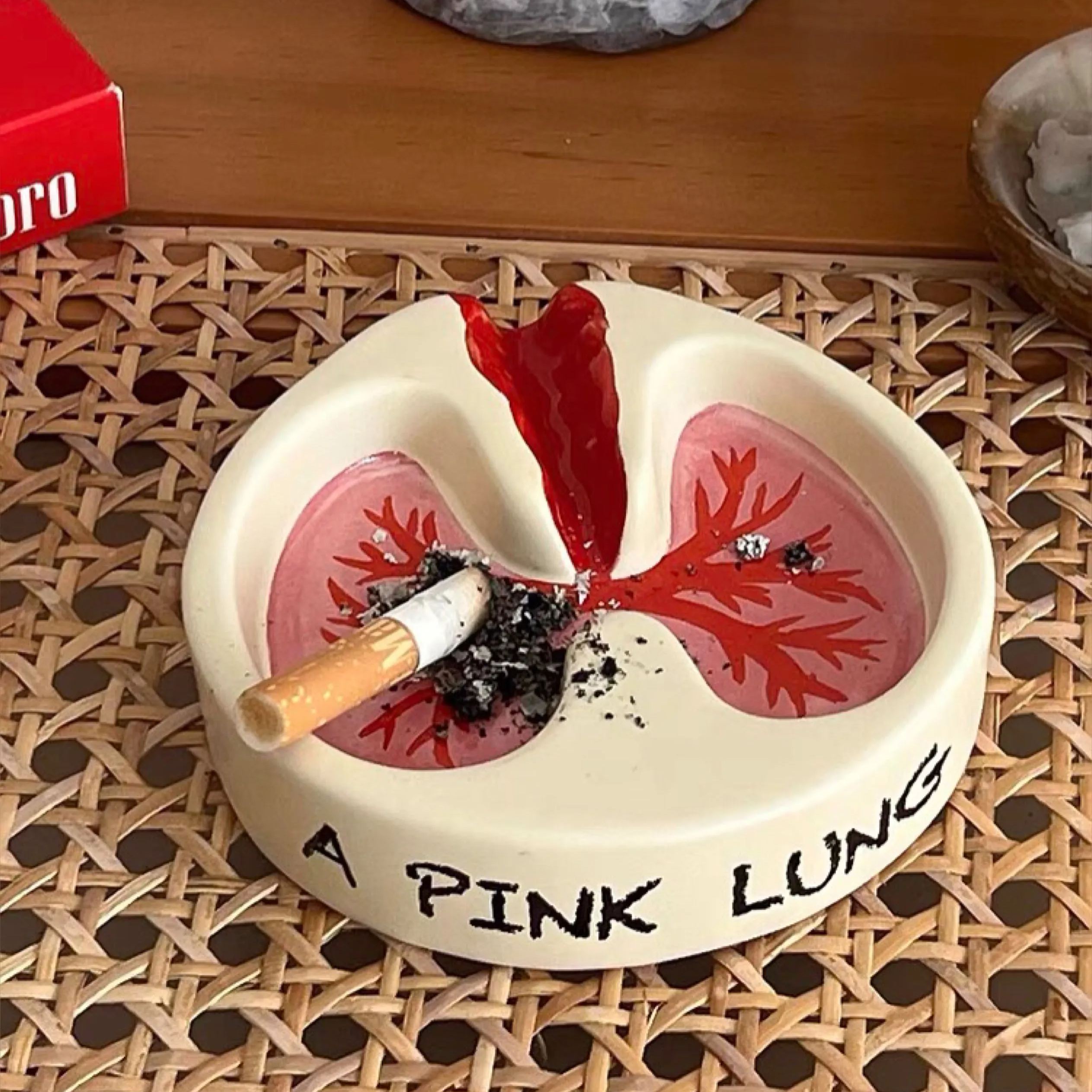 🚬Pink Lung Ashtray Ceramic Holder