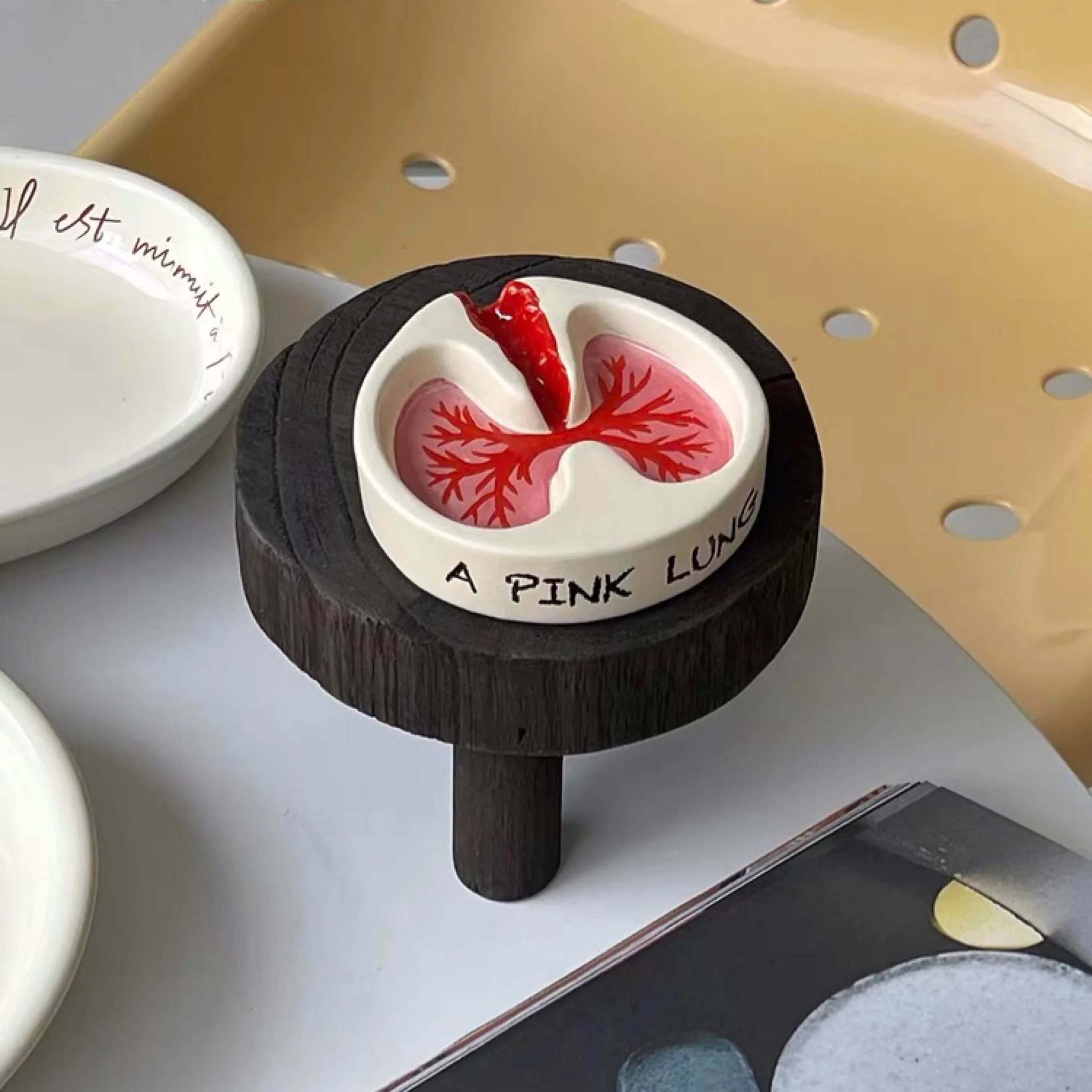 🚬Pink Lung Ashtray Ceramic Holder