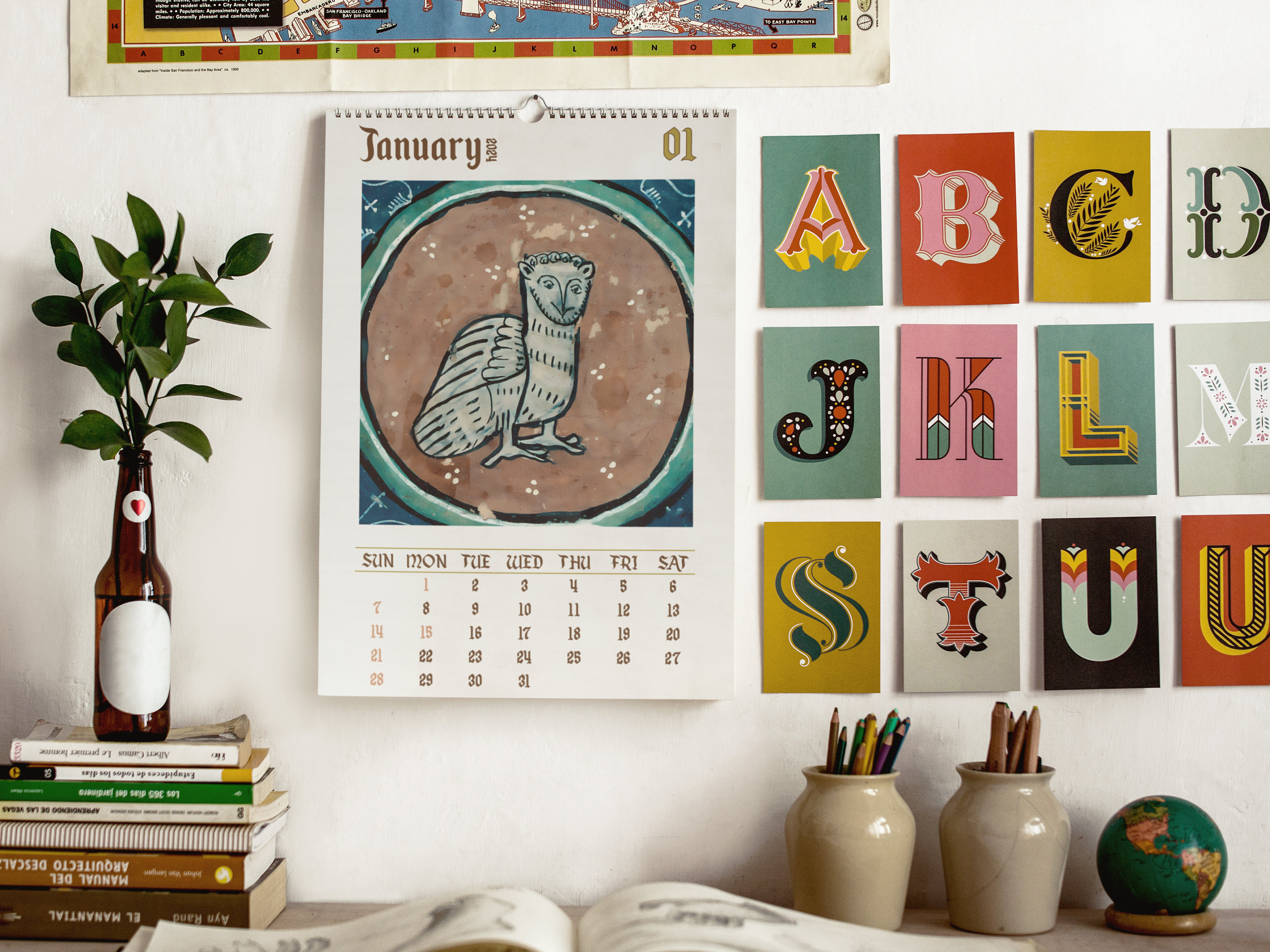 Funny Medieval Owl Paintings Calendar 2024