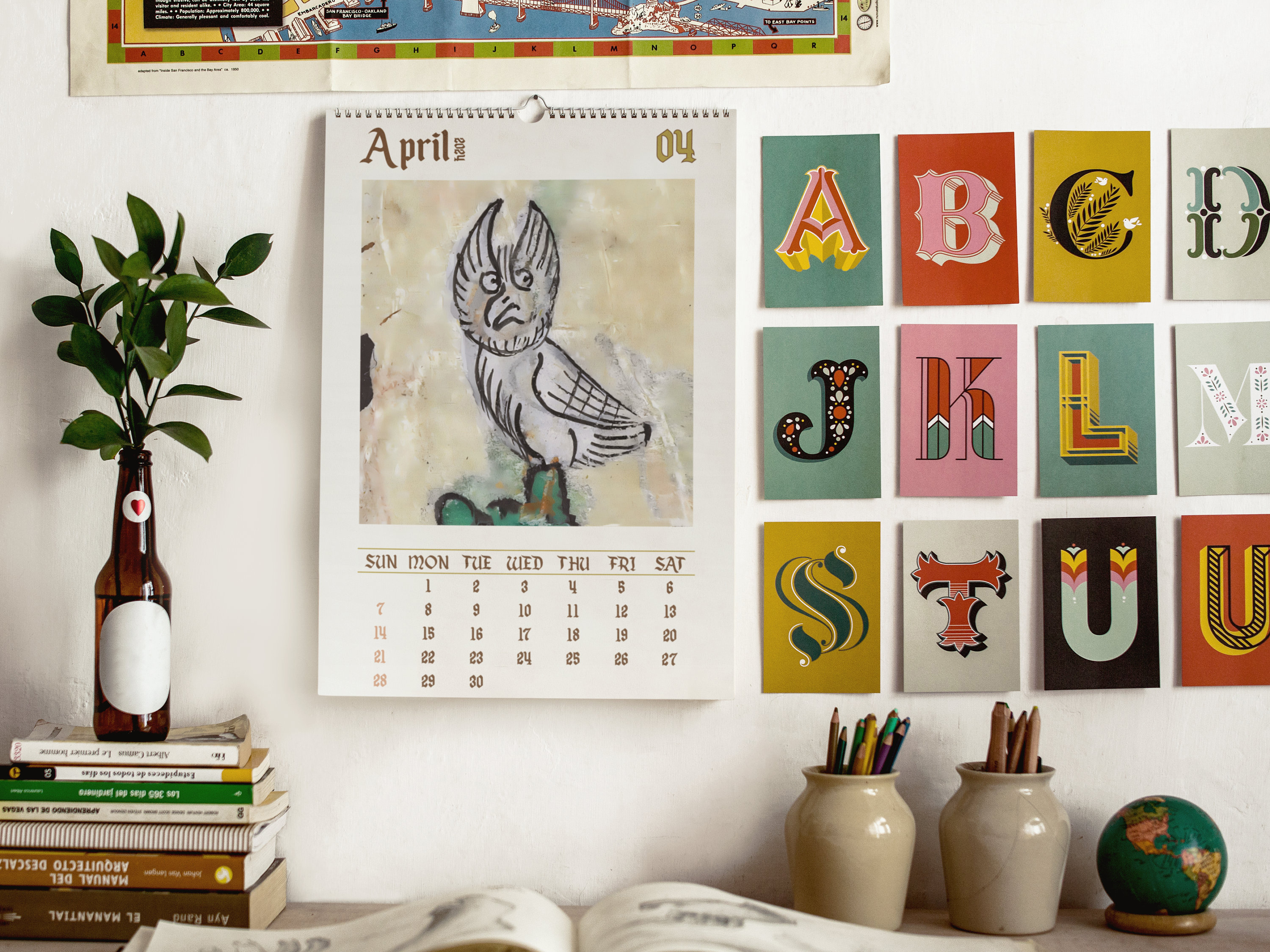 Funny Medieval Owl Paintings Calendar 2024