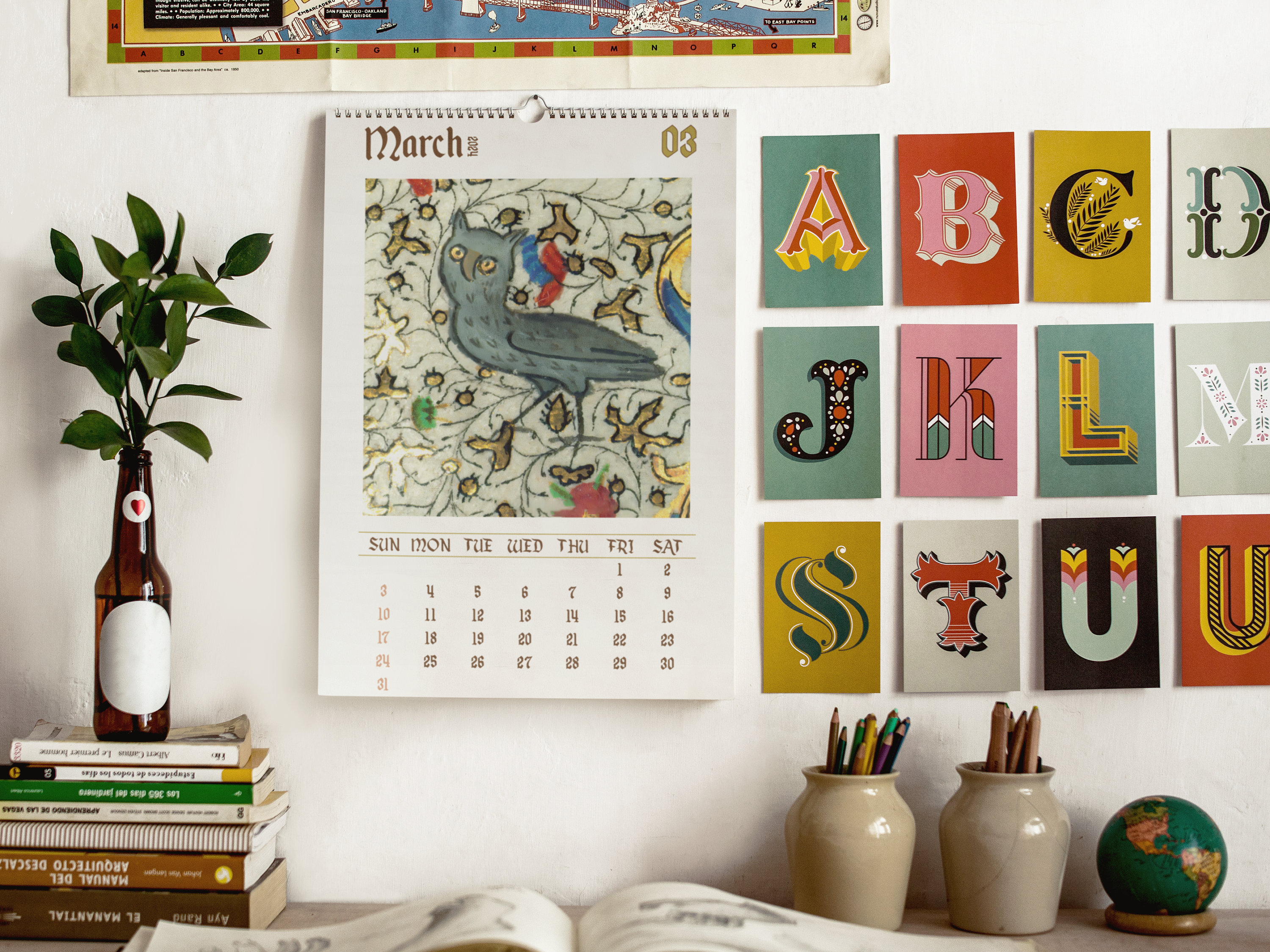 Funny Medieval Owl Paintings Calendar 2024