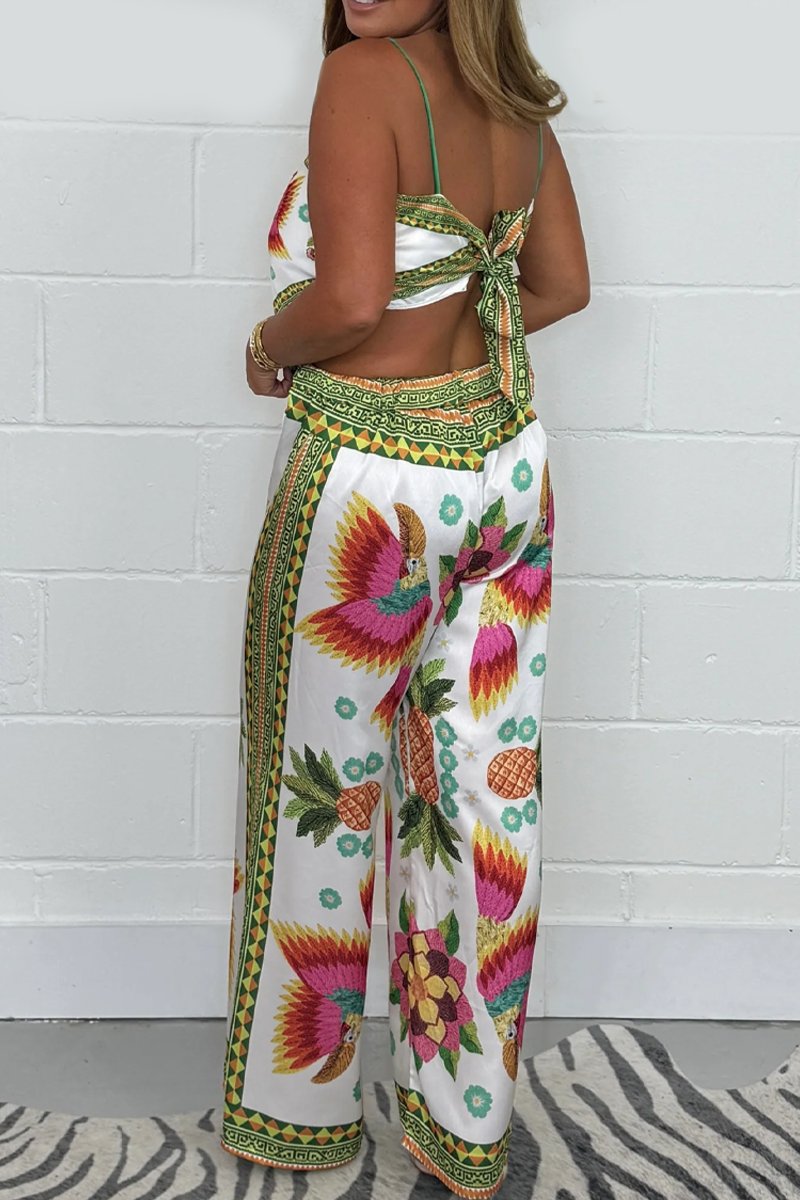 Women's Parrot Print Scarf & Trousers