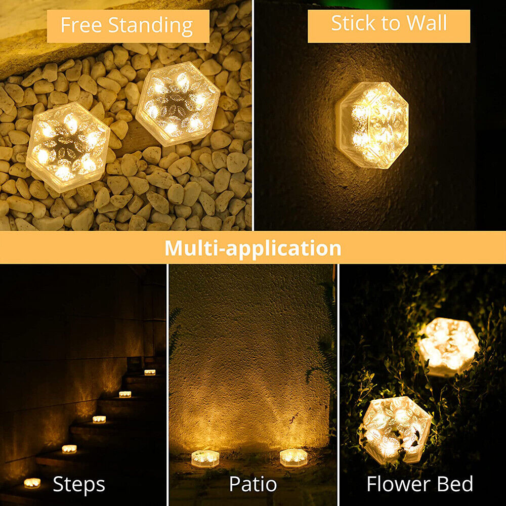 Solar LED Ice Cube Brick Waterproof Pathway Lights