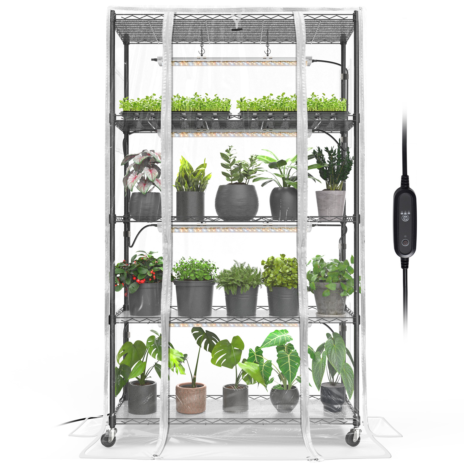 Bstrip 59" Indoor Greenhouse with 4x24W Grow Lights, Mini Grow Tent with EVA Cover & Timer for Seed Starting and Plant Growth