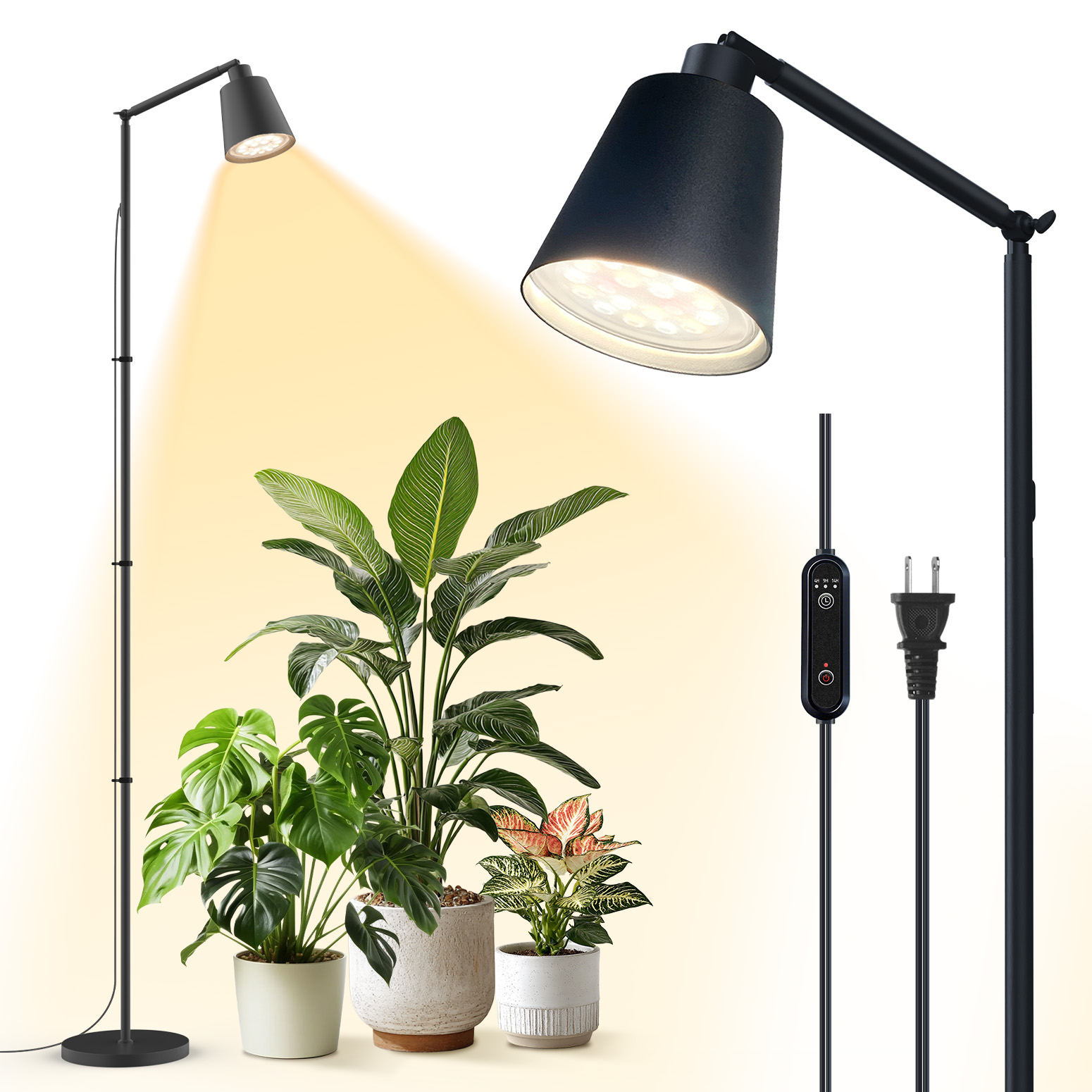 Bstrip 78" Tall Grow Light for Indoor Plants, F11 Pro Standing Plant Light, 18W Full Spectrum LED Grow Light Bulb with Optical Lens, Non-Dimmable, Angle&Height Adjustable, 4/9/14H Timer