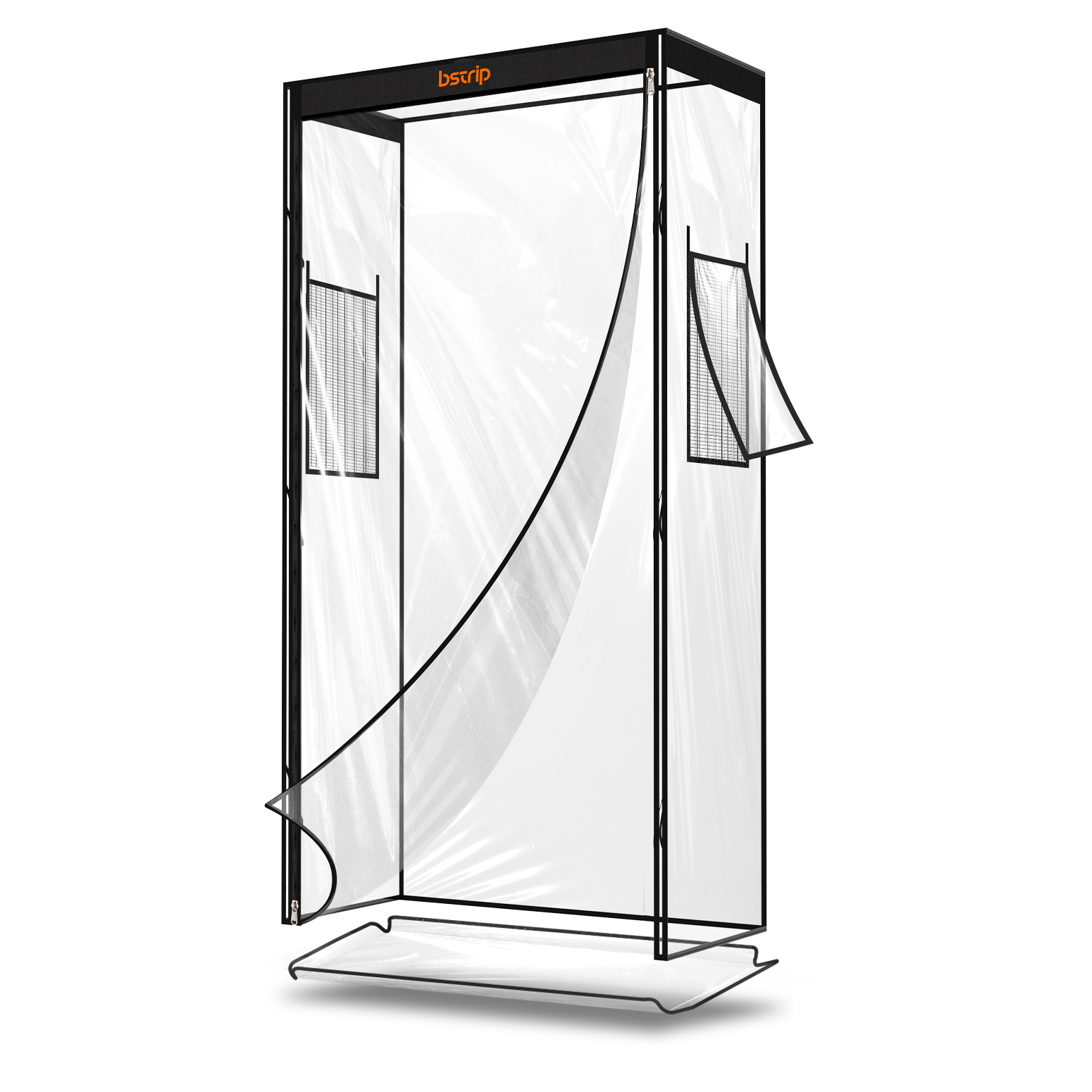 Bstrip PP72-ZP Greenhouse Replacement Cover with Base Tray, 30.7" x 14.5" x 57.8" Waterproof EVA Grow Tent for 29.5" x 13.7" x 59" Plant Shelf, Transparent Indoor Plant Cover with Roll-Up Door & Ventilation Windows