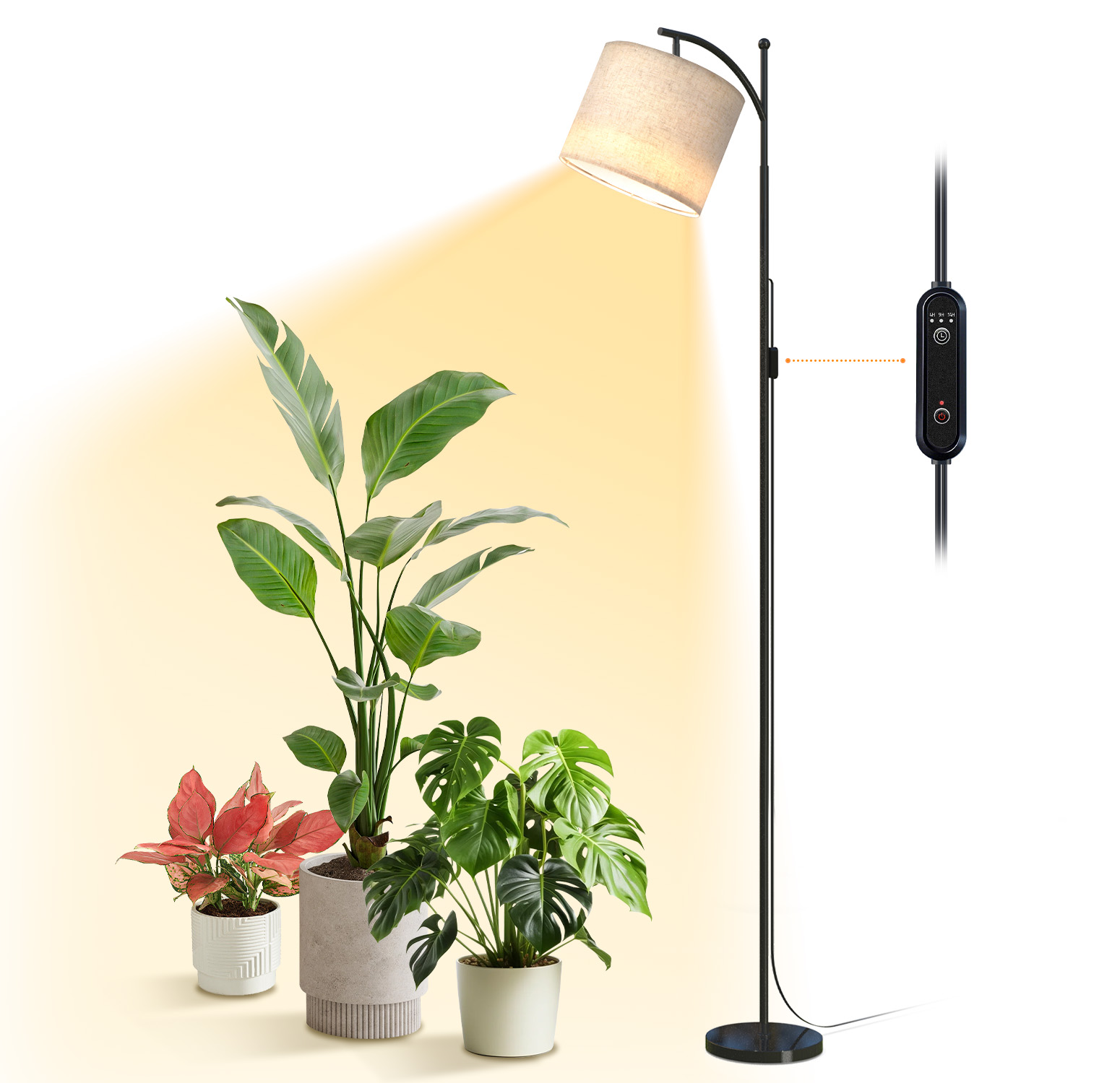 Bstrip 70.8" Tall Grow Light for Indoor Plants, 25W Full Spectrum Floor Lamp with Auto On/Off Timer, 3000K Adjustable Plant Light Stand for Seedlings, Flowering, Fruiting, Home Gardening