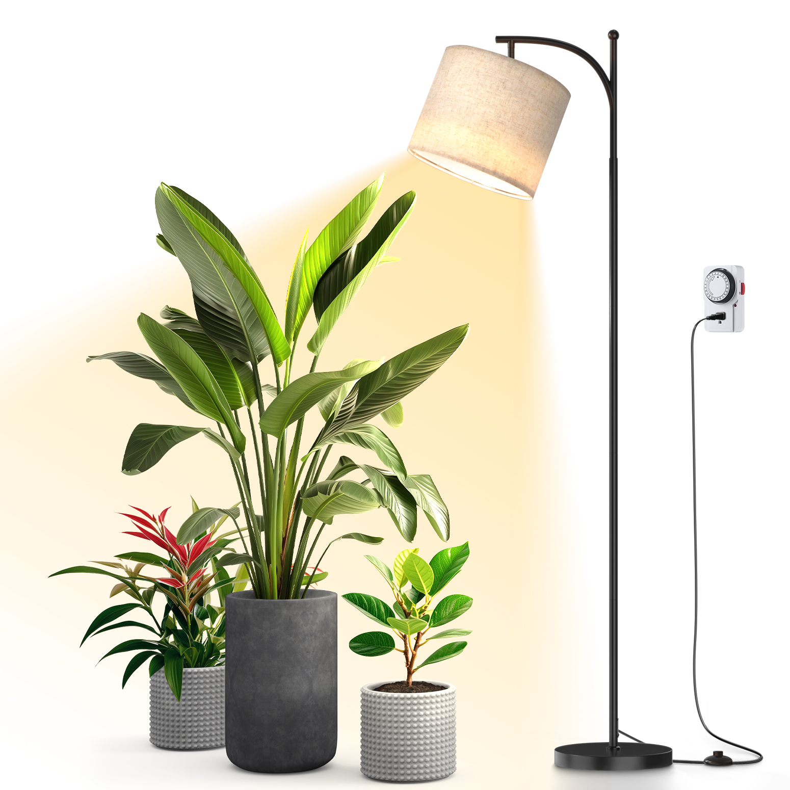 Bstrip 25W Floor Grow Light for Indoor Plants, Full Spectrum Adjustable Stand Lamp with Auto Timer and 3000K Warm Light