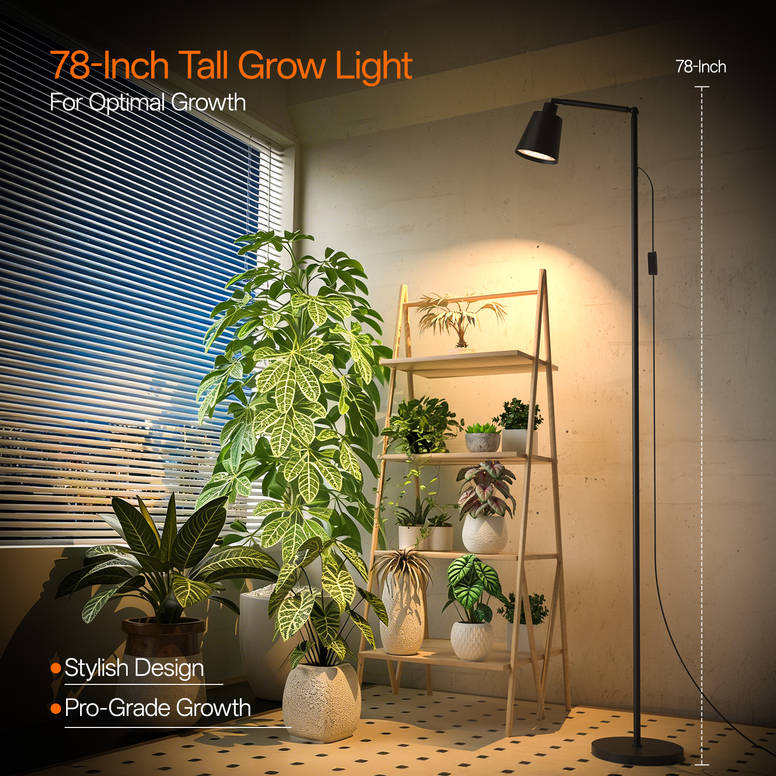 Bstrip 78" Tall Grow Light for Indoor Plants, F11 Pro Standing Plant Light, 18W Full Spectrum LED Grow Light Bulb with Optical Lens, Non-Dimmable, Angle&Height Adjustable, 4/9/14H Timer