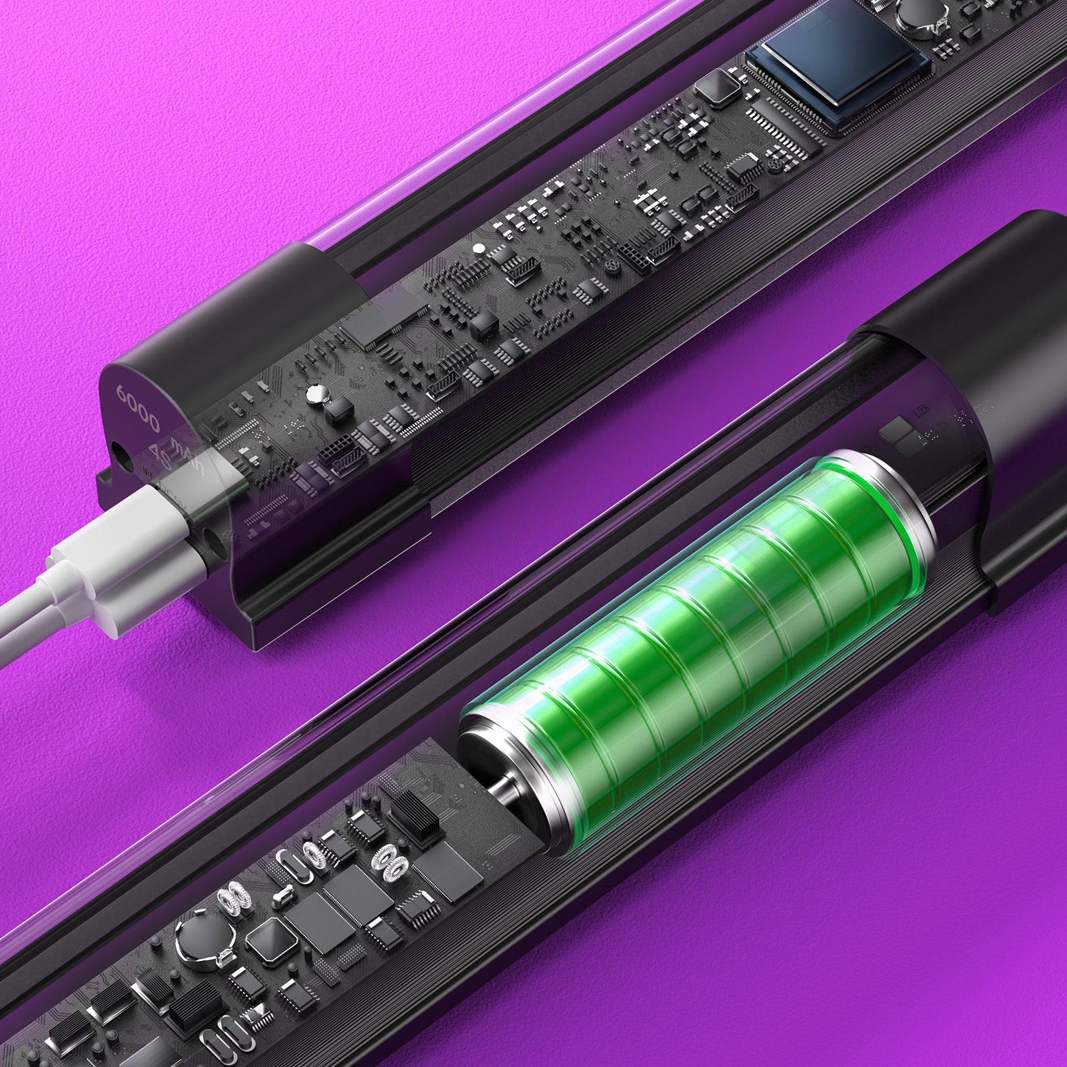 Bstrip Rechargeable Black Light, 2-Pack 11.8 Inch Battery Powered UV Blacklight Bar with 6000mAh Battery, 395-400nm Portable Magnetic Black Light for Glow Parties, Halloween, Body Paint, Pet Stain Detection